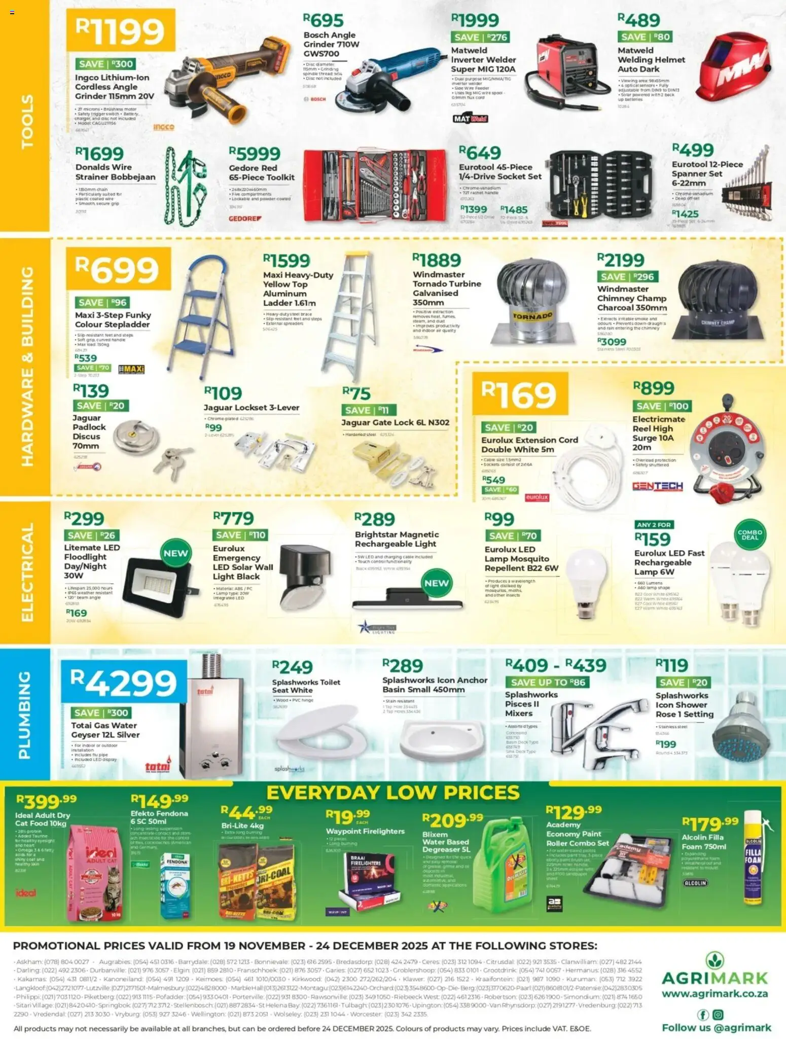 New Agrimark catalogue – valid from 19.11.2025 | Page: 8 | Products: Grinder, Socket, Lamp, Stepladder
