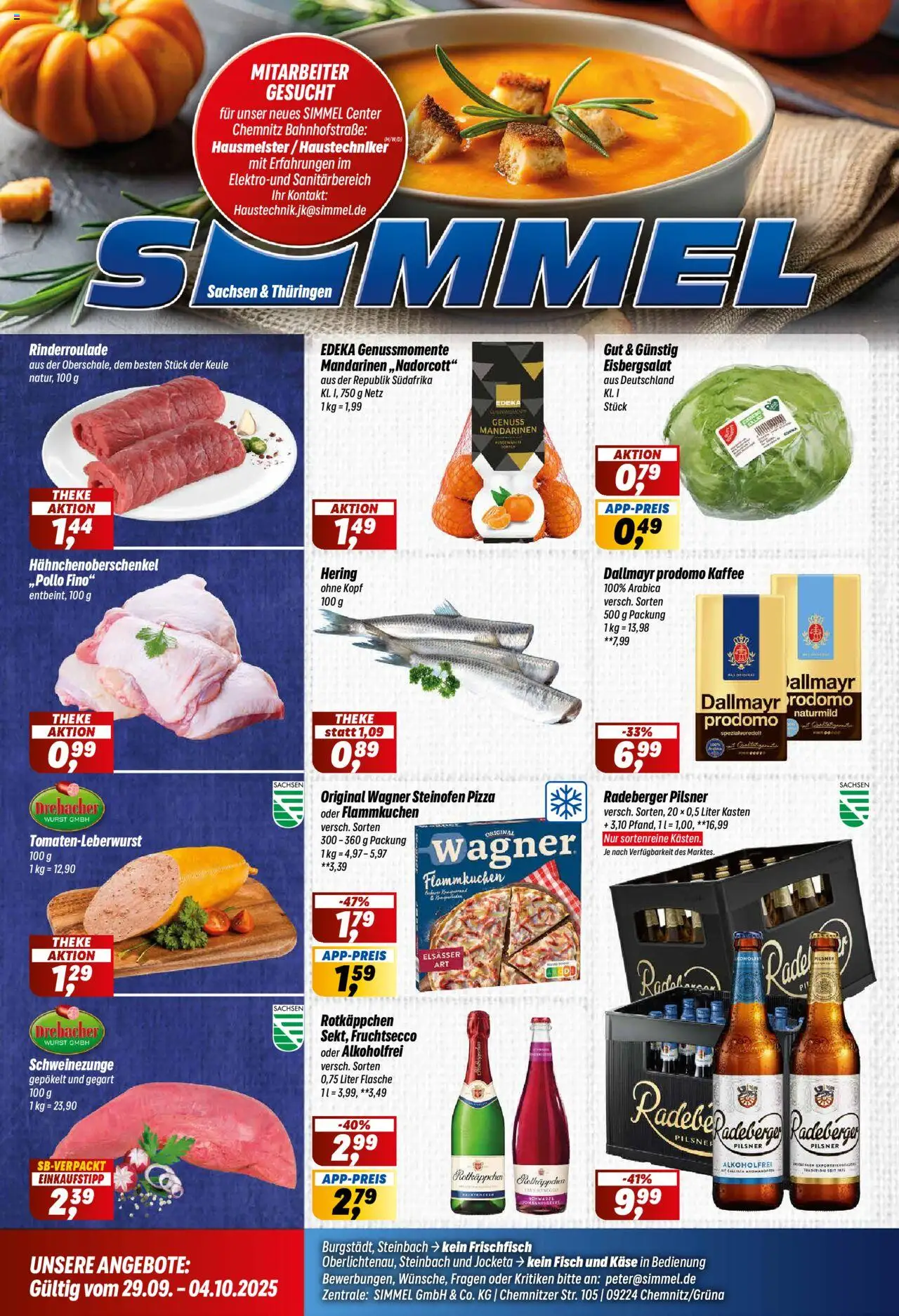 Simmel Prospekt 	 – gültig ab 29.09.2025 | Seite: 1 | Produkte: Theke, Kaffee, Fruchtsecco, Dallmayr prodomo