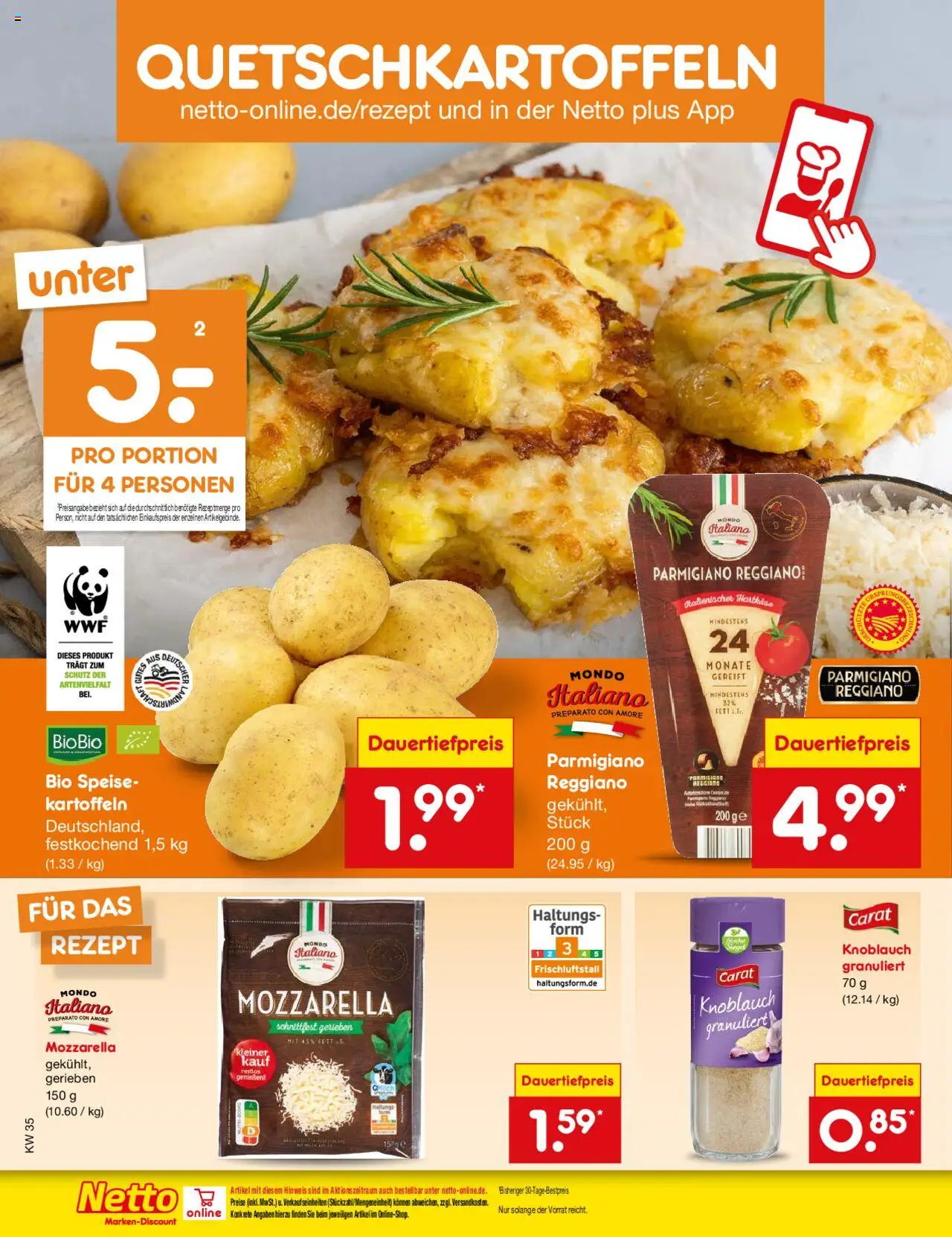 Netto Marken-Discount Prospekt 	 - gültig ab dem 25.08.2025 | Seite: 24 | Produkte: Milch, Mozzarella, Kartoffeln, Knoblauch