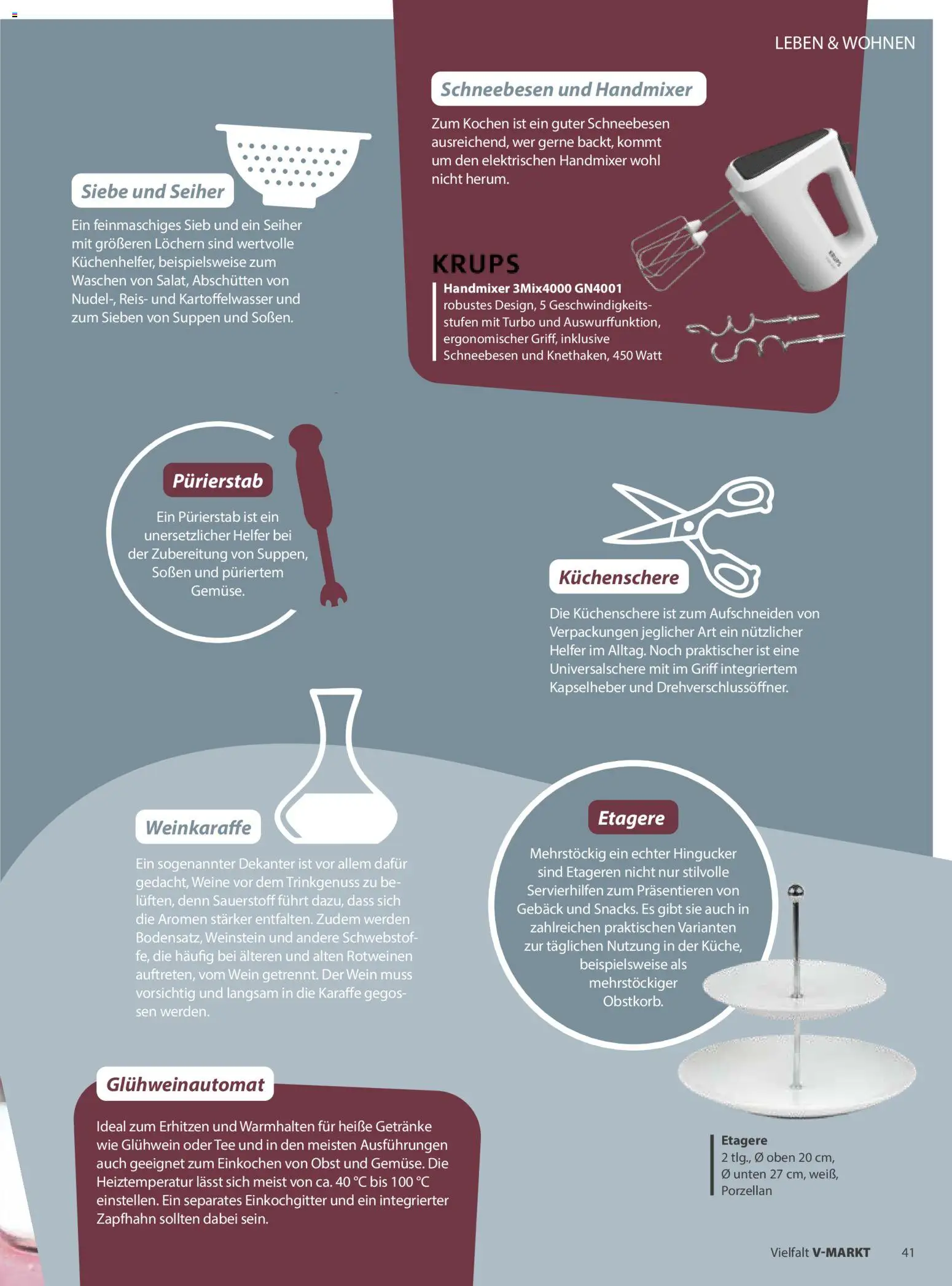 V-Markt - Vielfalt Januar / Februar – gültig ab 02.01.2026 | Seite: 41 | Produkte: Handmixer, Wein, Reis, Tee