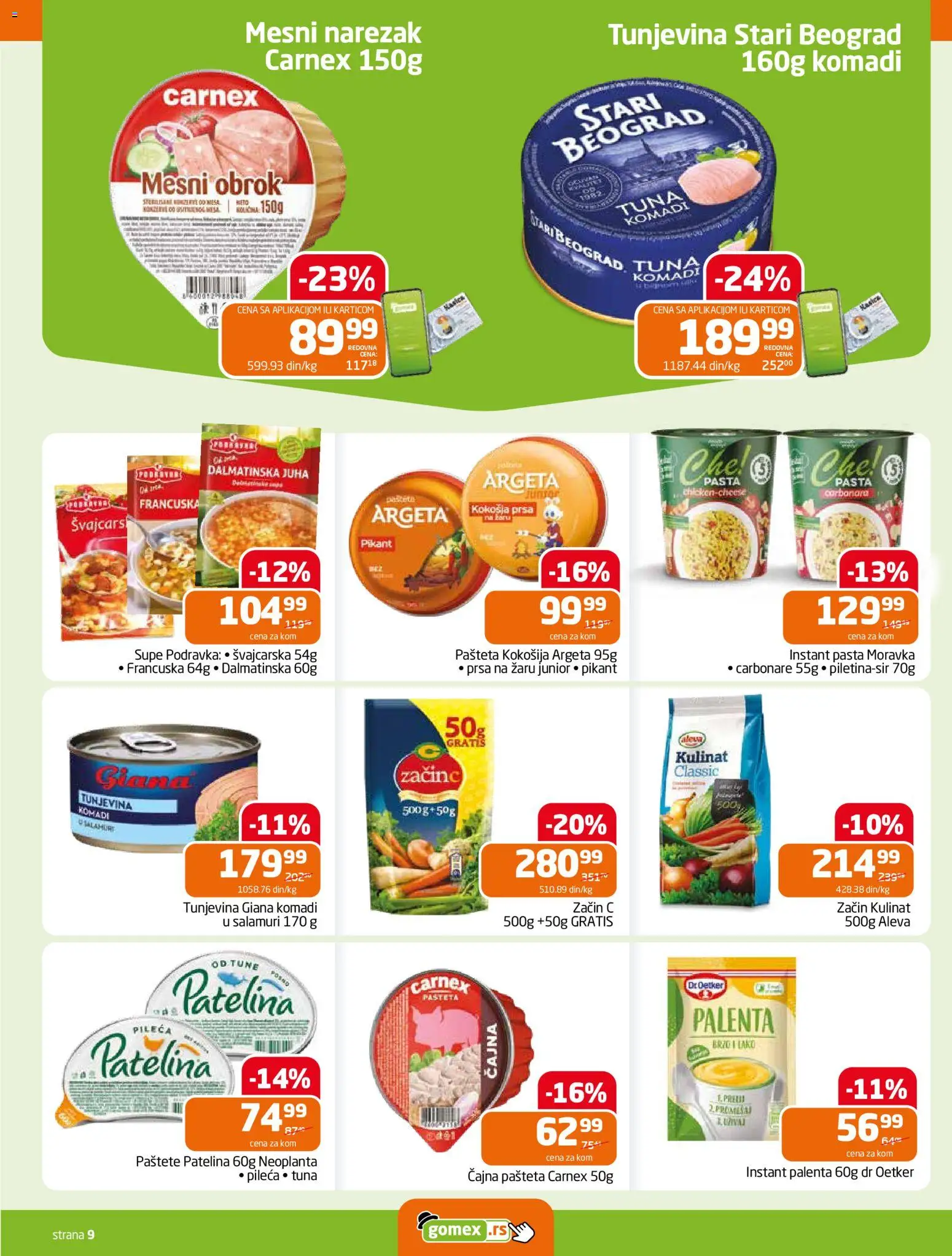 Gomex katalog - važi od 29.04.2026 | Strana: 9 | Proizvode: Palenta, Narezak, Podravka, Pašteta
