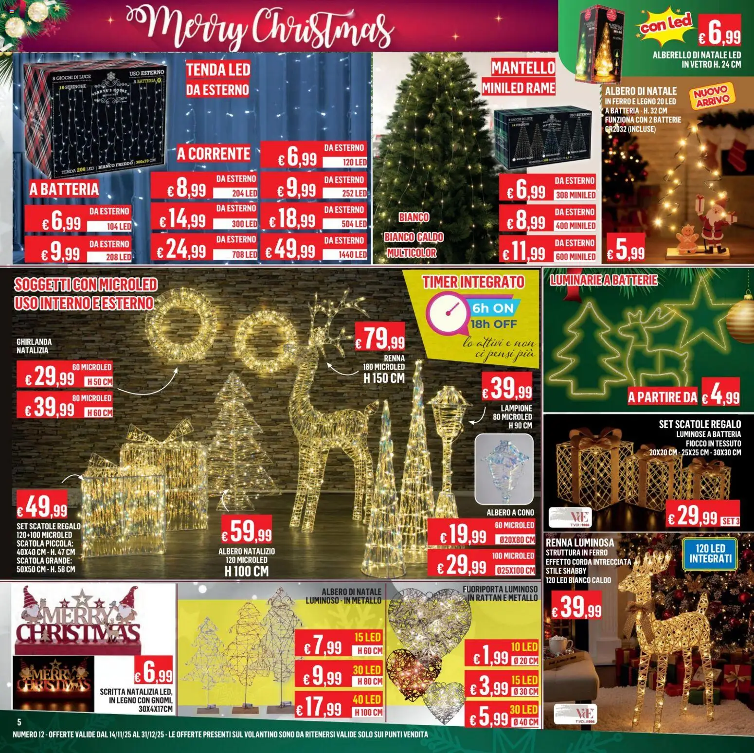 Volantino Satur del 14.11.2025 | Pagina: 5 | Prodotti: Albero di natale, Tenda, Lampione, Batteria