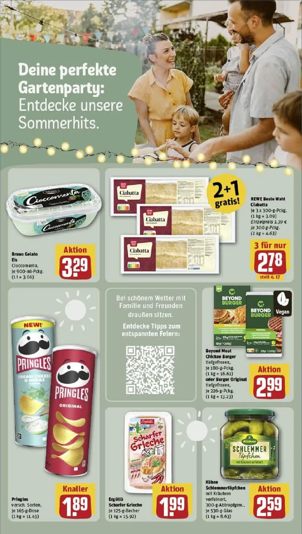 Rewe prospekt Hückelhoven / Hilfarth	 - gültig ab dem 13.07.2025 | Seite: 16 | Produkte: Burger, Pringles, Chips, Eis