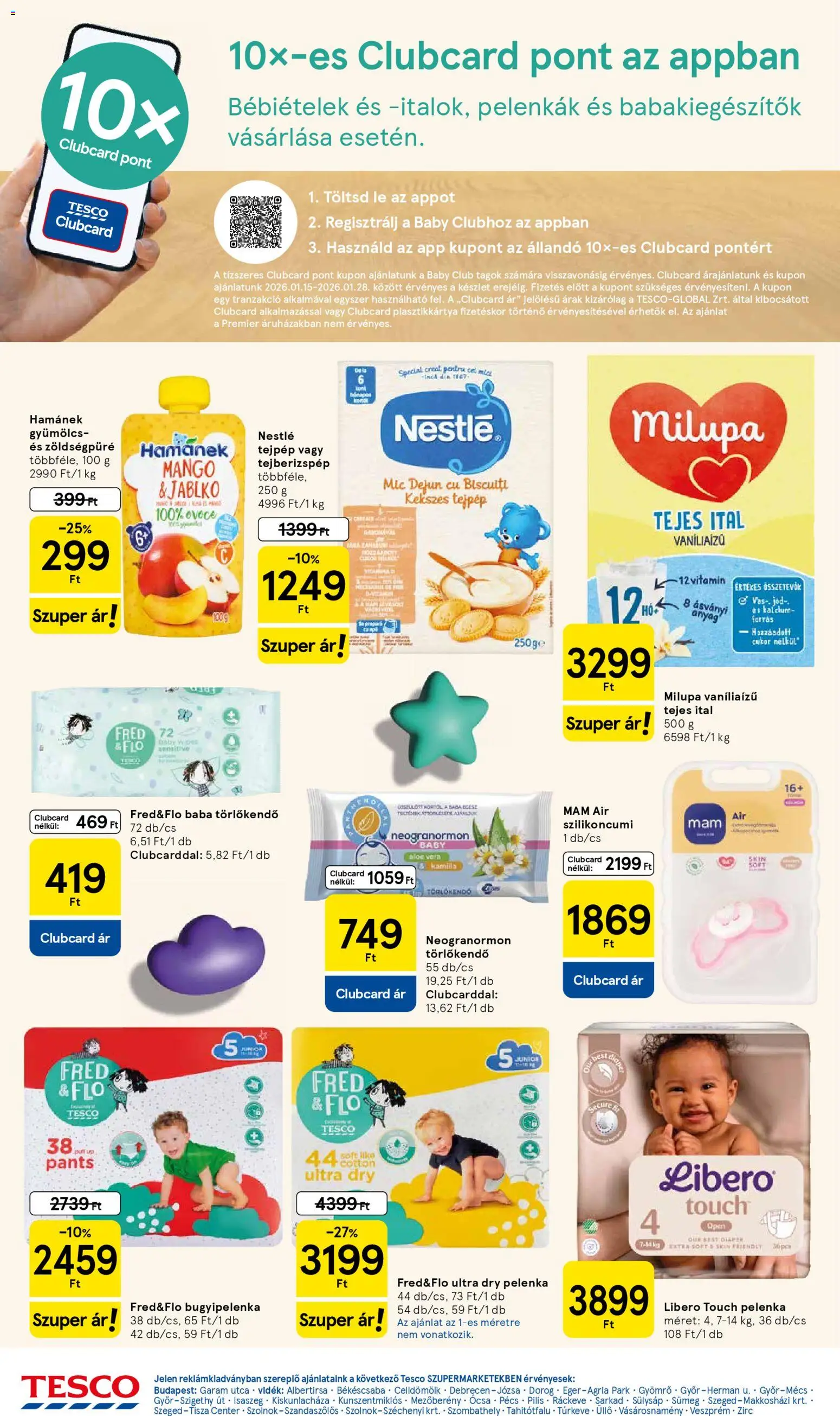 Tesco akciós ujság - amely érvényes a következő dátumtól: 22.01.2026 | Oldal: 6 | Termékek: Gyümölcs, Törlőkendő, Pelenka, Cukor