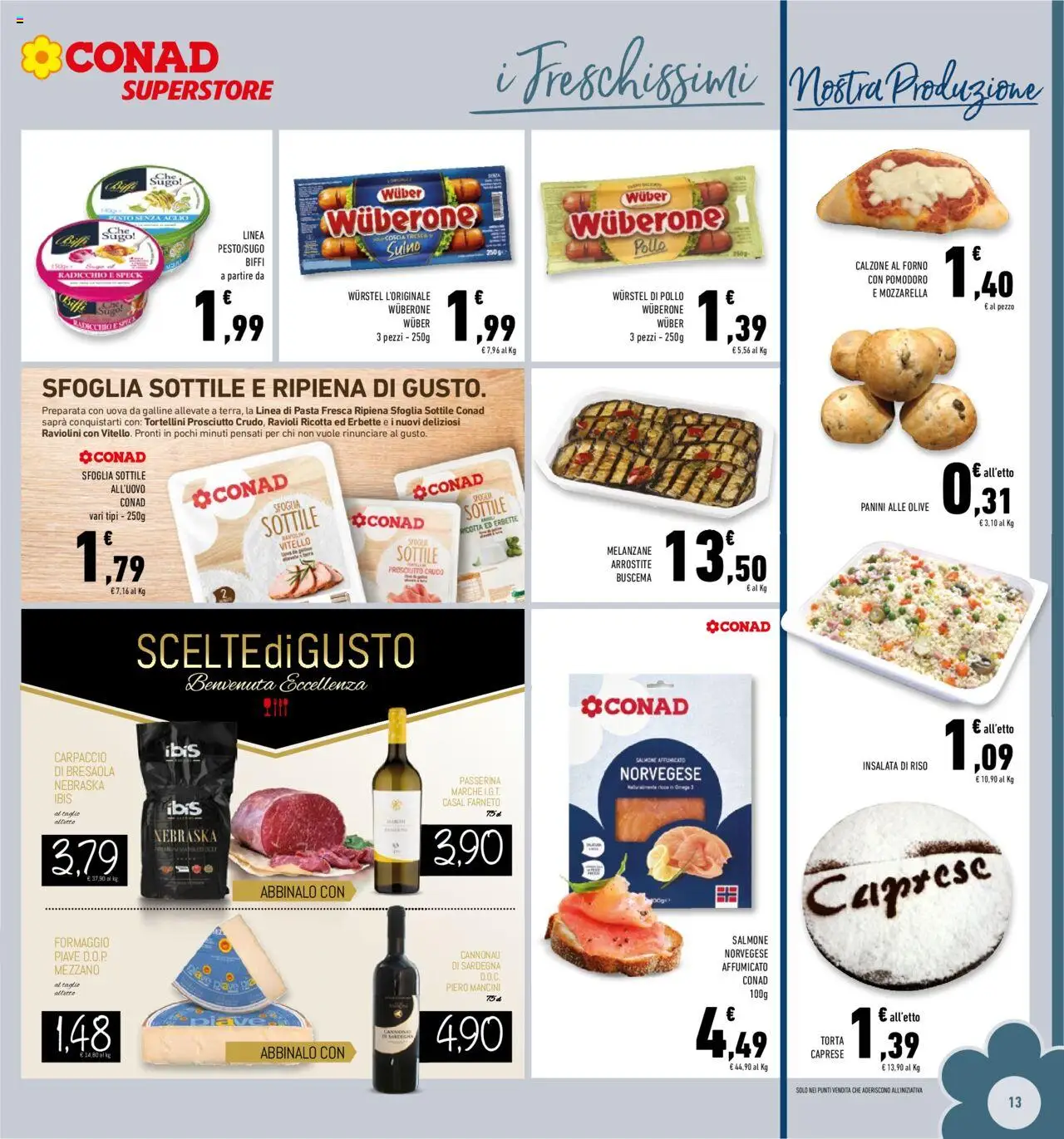 Volantino Conad del 27.08.2025 | Pagina: 13 | Prodotti: Prosciutto Crudo, Pollo, Formaggio, Sugo