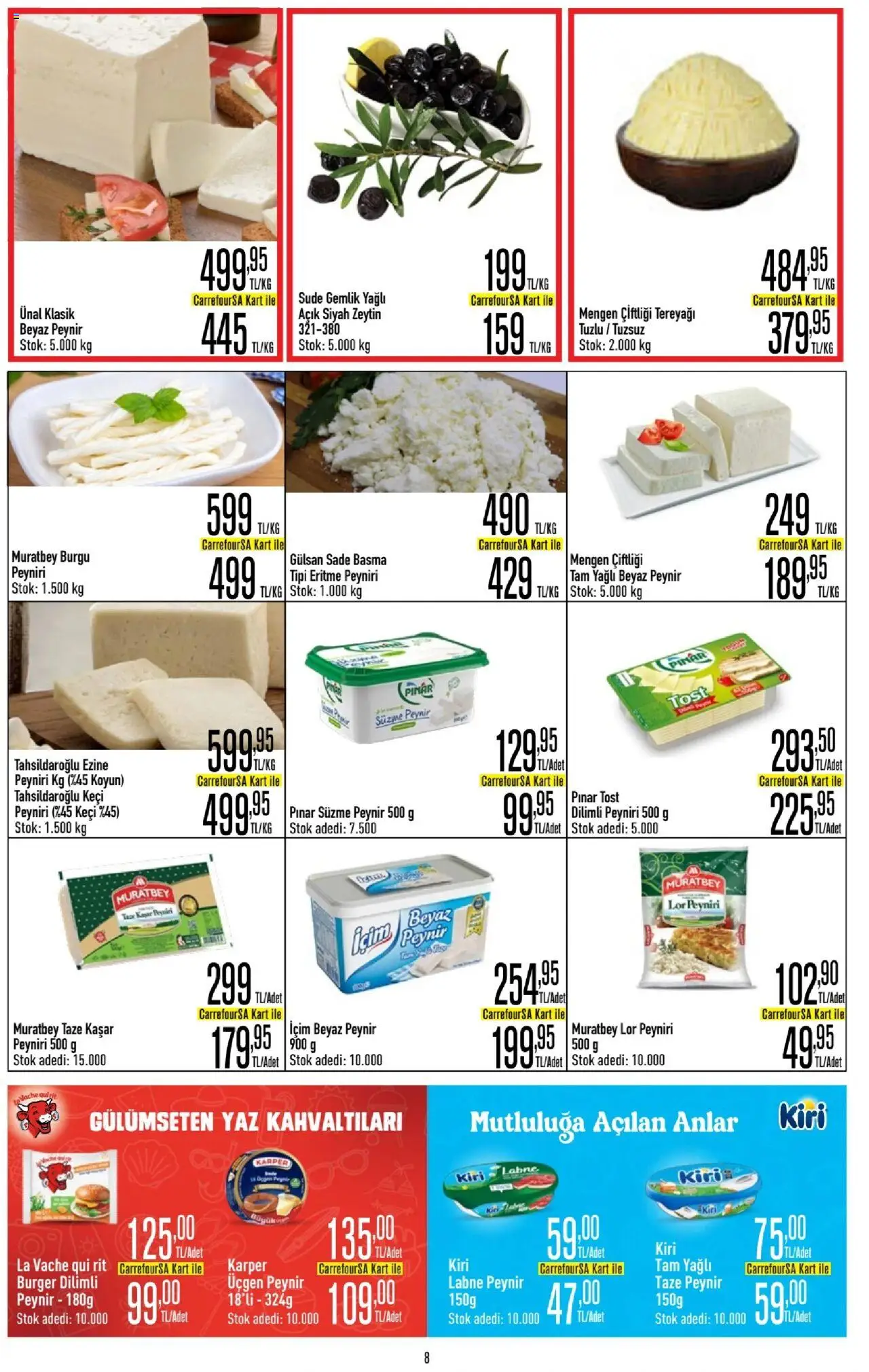 CarrefourSA Katalog - 10.06.2025 tarihinden itibaren geçerlidir | Sayfa: 8 | Ürünler: Tereyağı, Peynir, Süzme peynir, Zeytin