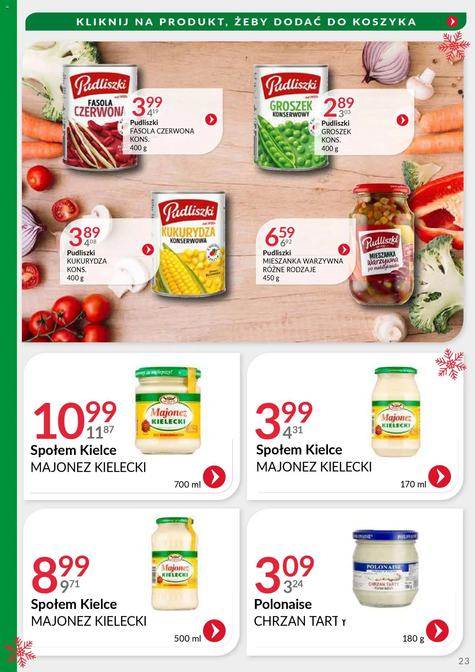 Eurocash Gazetka - Oferta Handlowa MR Południowy Wschód od 24.11.2025 | Strona: 23 | Produkty: Groszek, Mieszanka warzywna, Groszek konserwowy, Majonez