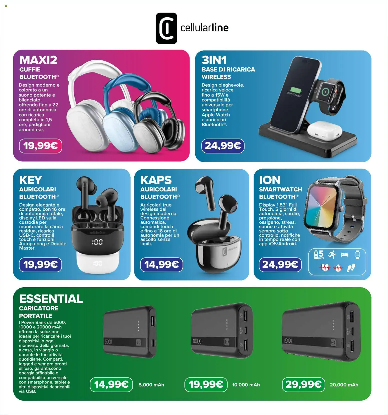 Volantino Euronics del 23.04.2026 | Pagina: 7 | Prodotti: Auricolari, Power bank, Cuffie, Smartwatch