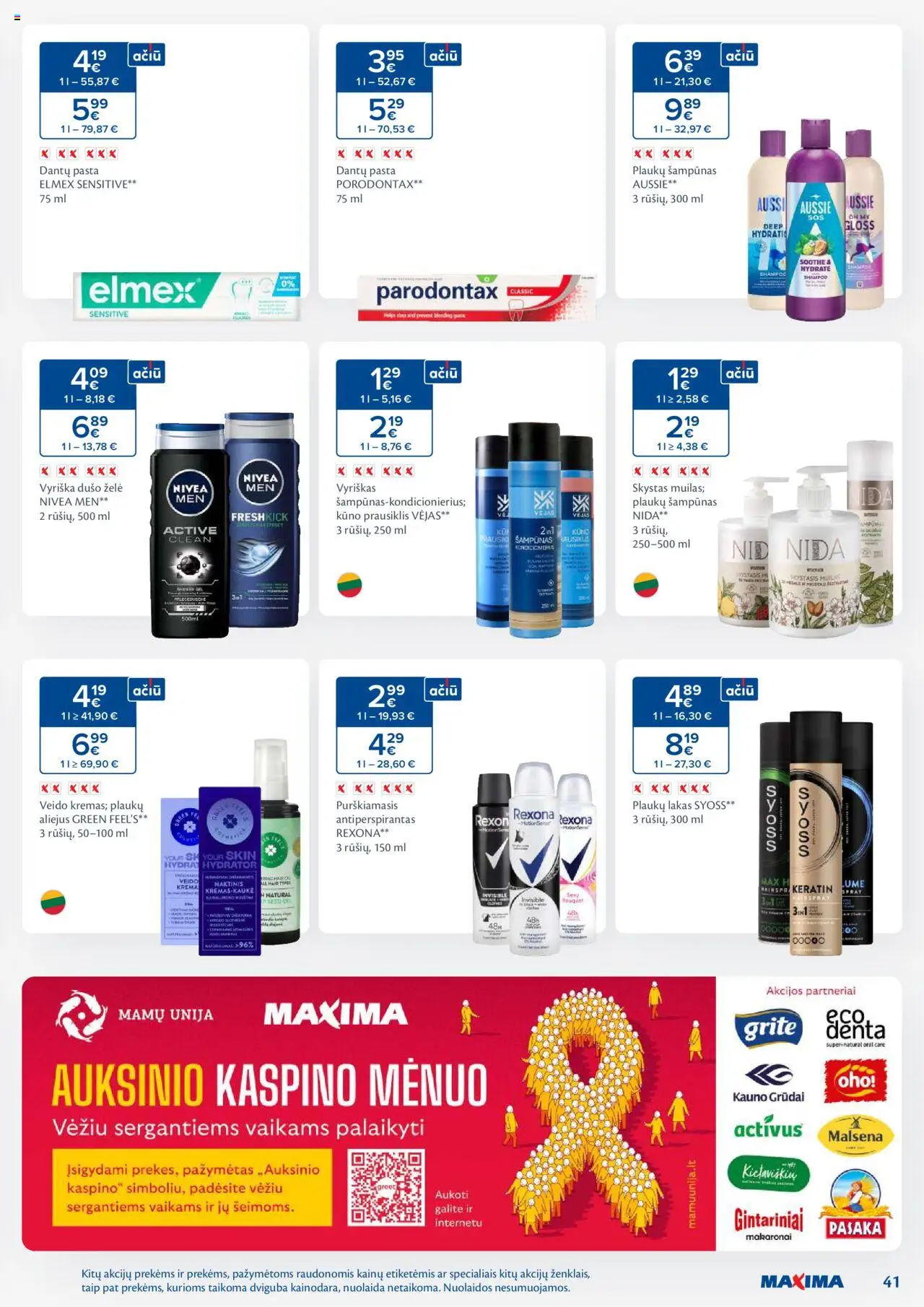 MAXIMA akcijos nuo 21.10.2025 | Puslapis: 41 | Prekių: Šampūnas, Plaukų aliejus, Aliejus, Dušo želė