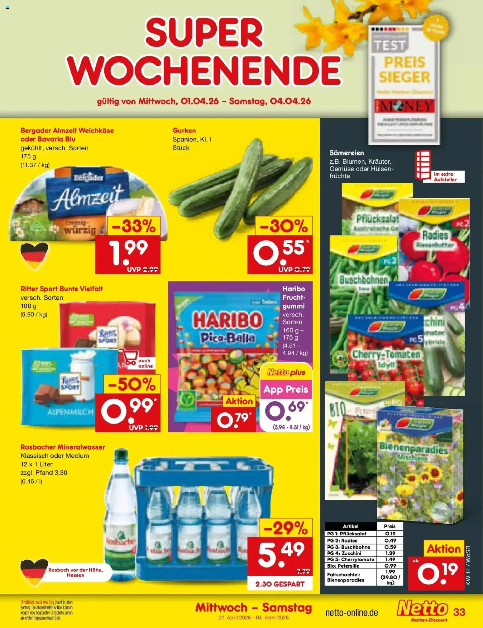 Netto Marken-Discount Prospekt Mannheim	 – gültig ab 30.03.2026 | Seite: 47 | Produkte: Haribo, Ritter sport, Mineralwasser, Zucchini