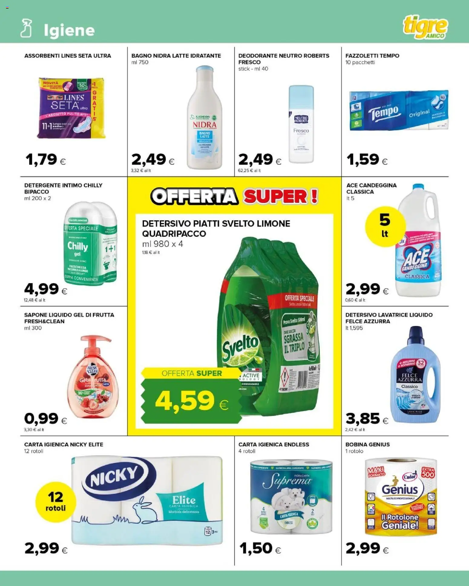 Volantino Tigre del 30.11.2025 | Pagina: 15 | Prodotti: Candeggina, Latte, Limone, Bagno
