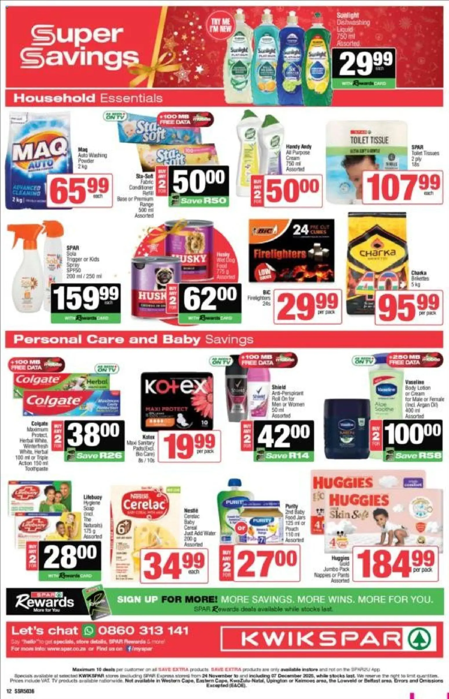 New KWIKSPAR catalogue – valid from 24.11.2025 | Page: 1 | Products: Toilet, Conditioner, Water, Dishwashing liquid