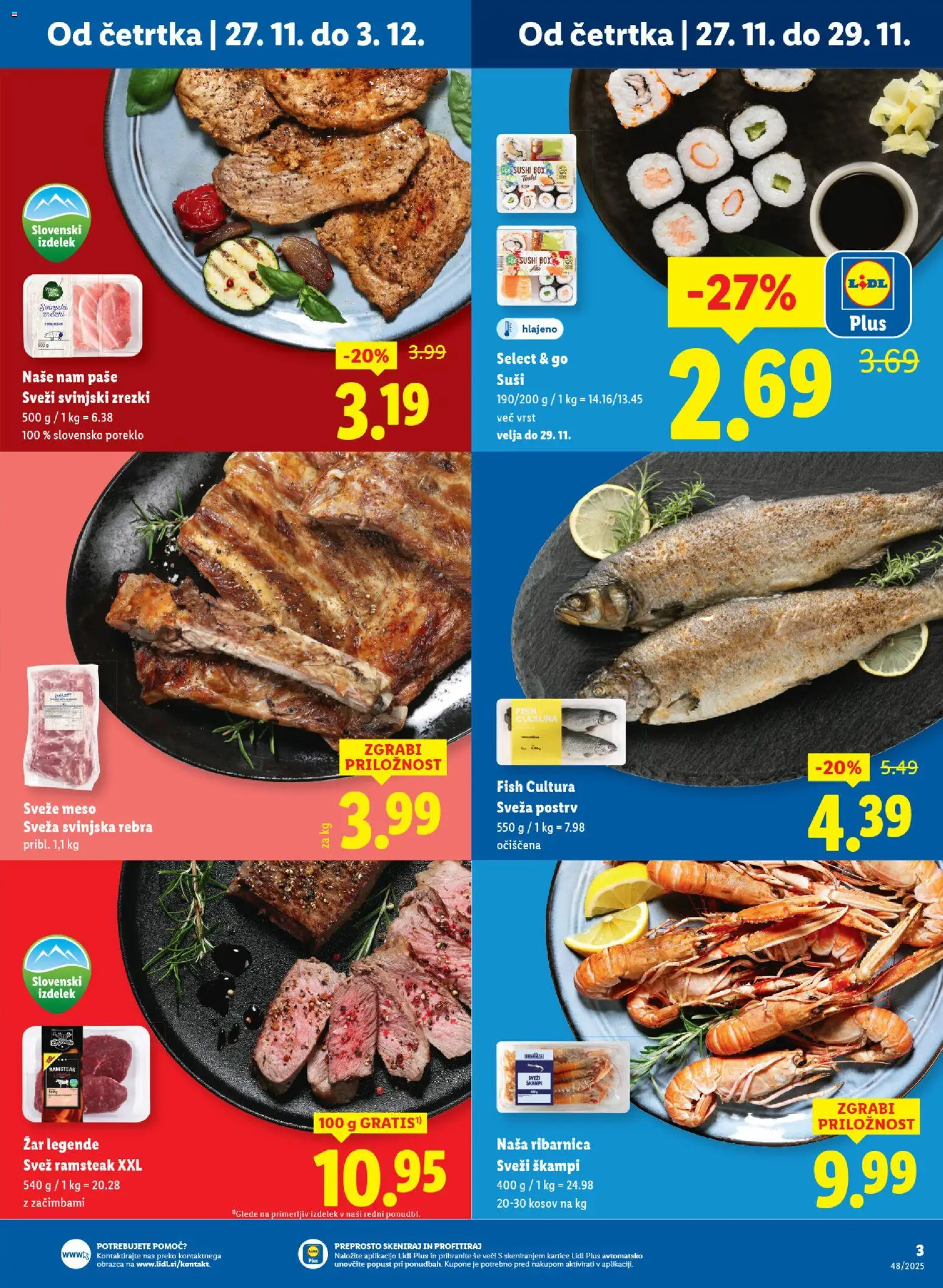 Novi Lidl katalog ponudbe – veljaven od 27.11.2025 | Stran: 3 | Izdelki: Zar, Postrv, Zrezki