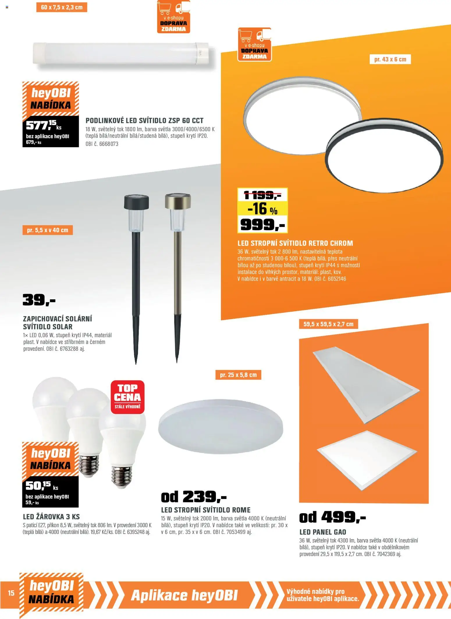 OBI leták - Bobří síla v akci od 01.02.2026 | Strana: 16 | Produkty: LED stropní svítidlo, LED