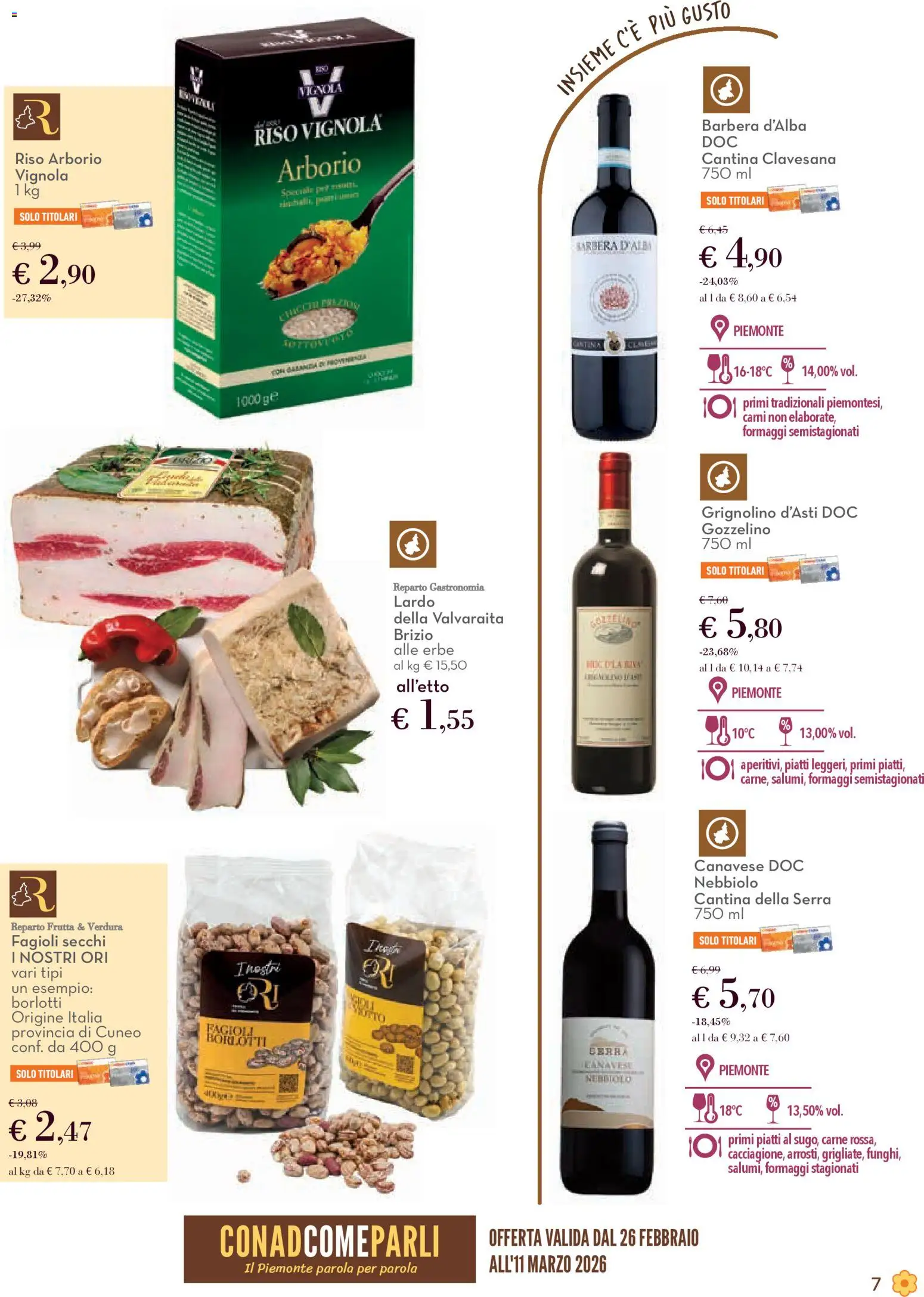 Volantino Conad del 26.02.2026 | Pagina: 7 | Prodotti: Riso, Fagioli, Frutta