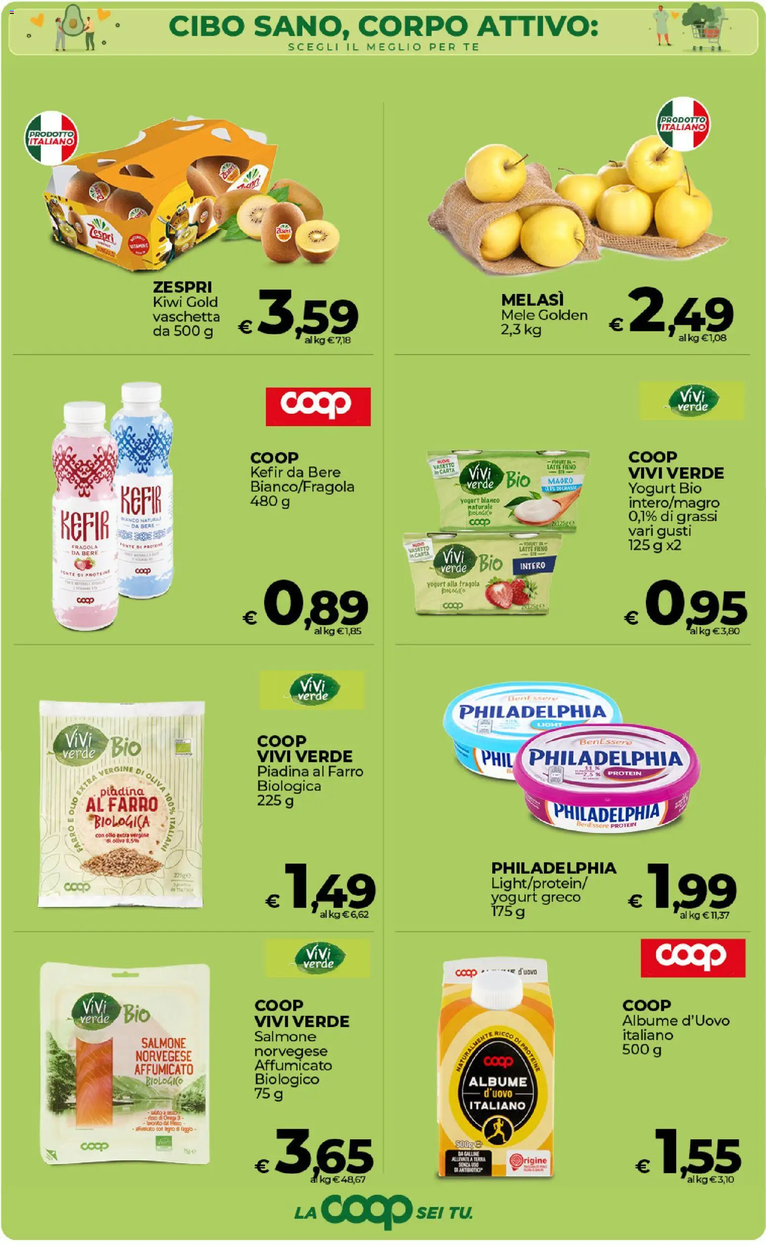Volantino Ipercoop del 17.01.2026 | Pagina: 5 | Prodotti: Yogurt greco, Mele, Salmone, Kiwi