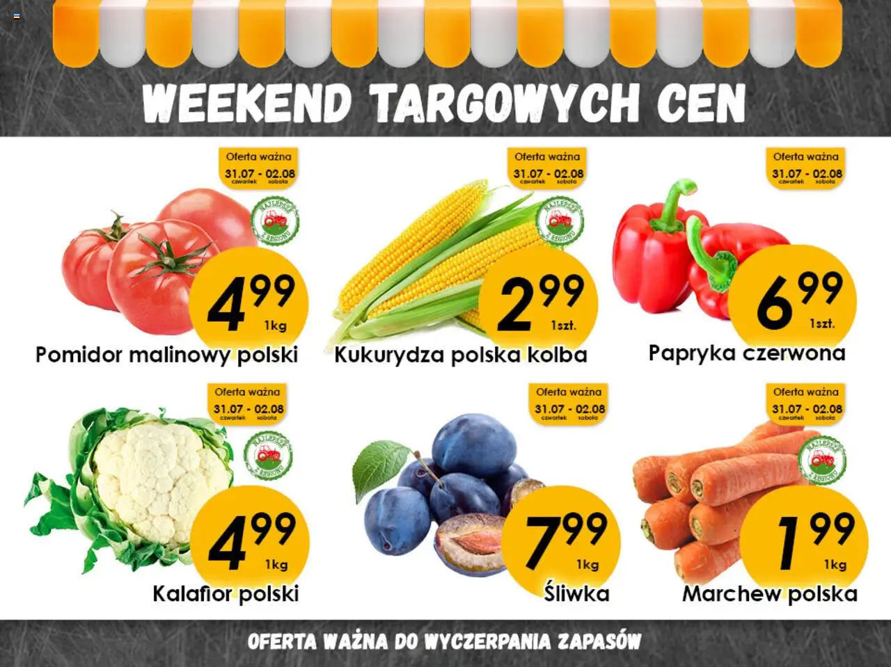 Piotruś Pan promocje - Weekend targowych cen od 31.07.2025 | Strona: 2 | Produkty: Kalafior, Kukurydza, Papryka, Papryka czerwona