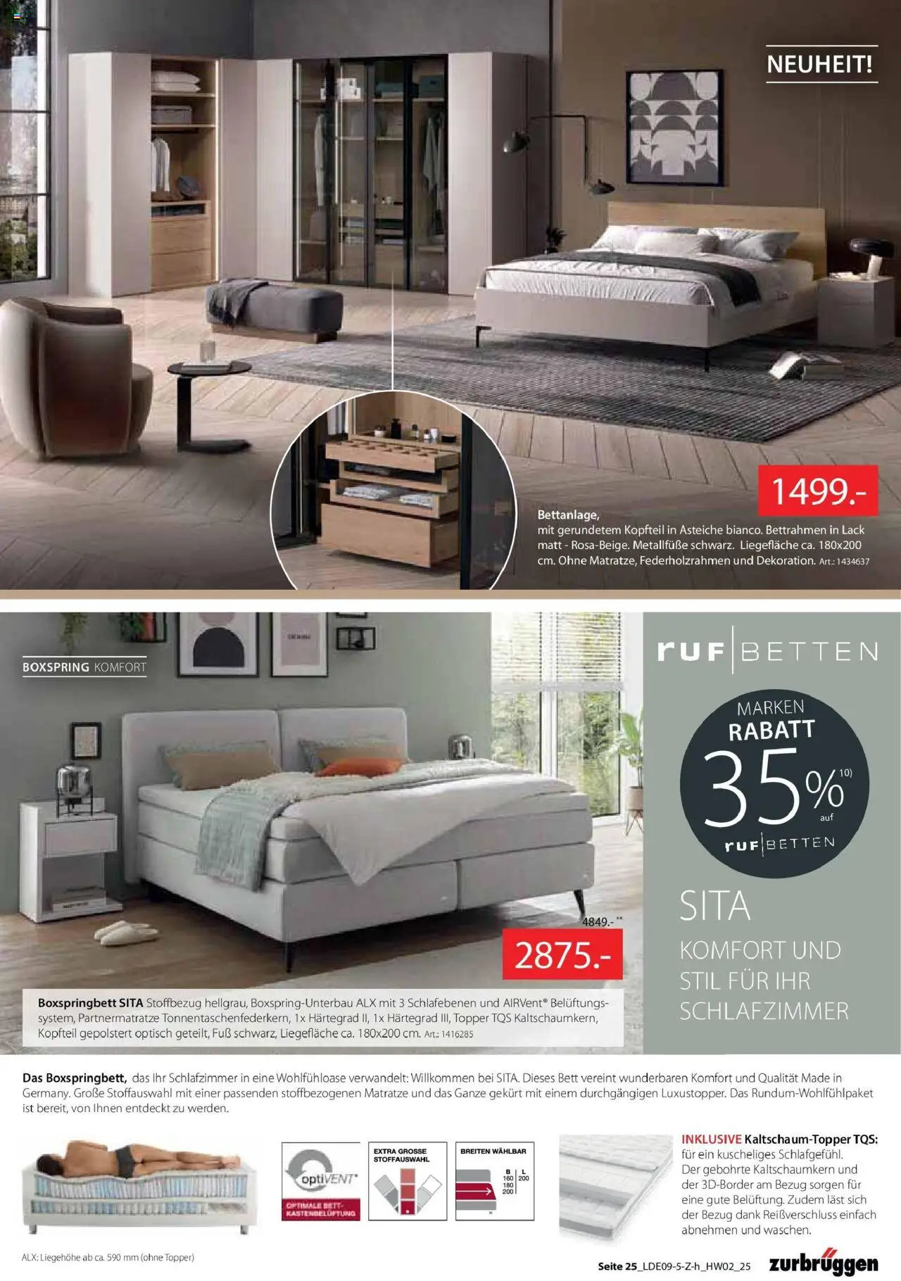 Zurbrüggen Wohnen – gültig ab 28.09.2025 | Seite: 37 | Produkte: Bett, Matratze, Boxspringbett, Topper