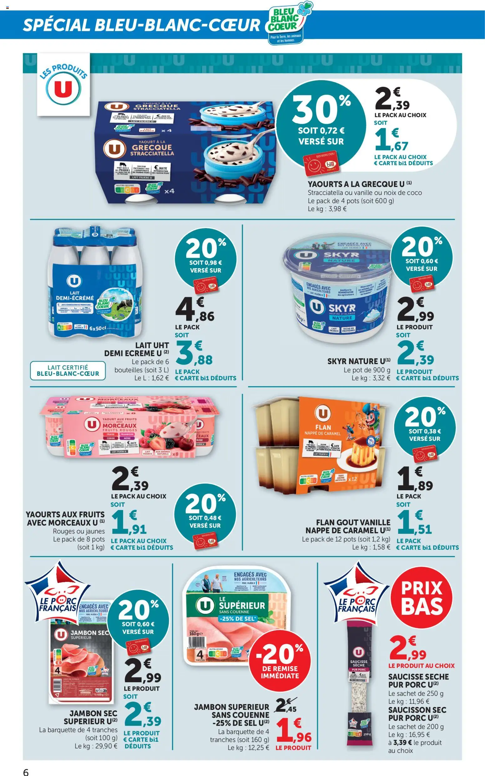 {H1} | Page: 6 | Produits: Saucisson sec, Noix de coco, Yaourt à La Grecque, Nappe