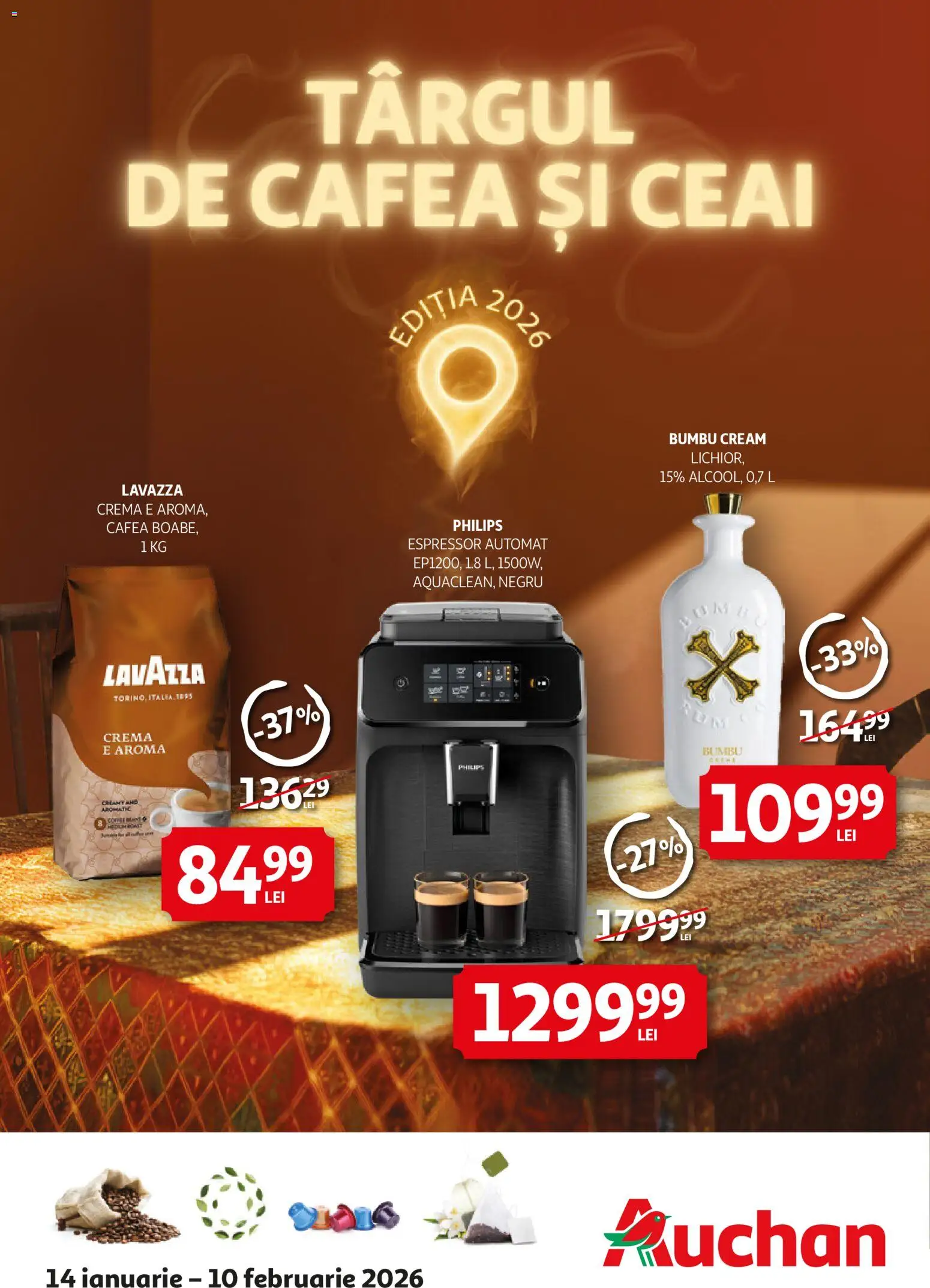 Noul catalog Auchan – valabil de la 14.01.2026 | Pagină: 1 | Produse: Espressor, Enginar, Cremă, Ceai