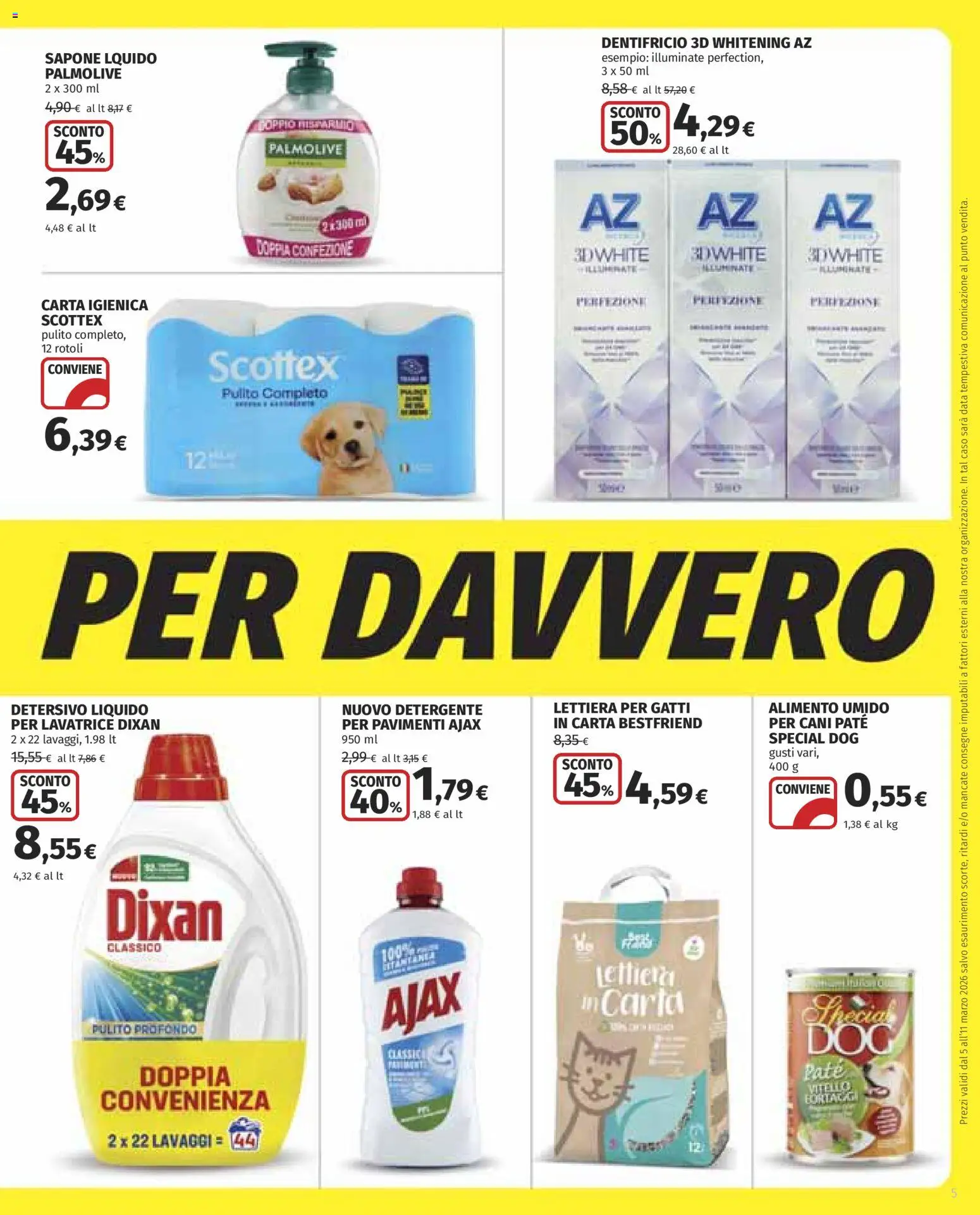 Volantino COOP del 05.03.2026 | Pagina: 5 | Prodotti: Paté, Carta igienica, Dentifricio, Data
