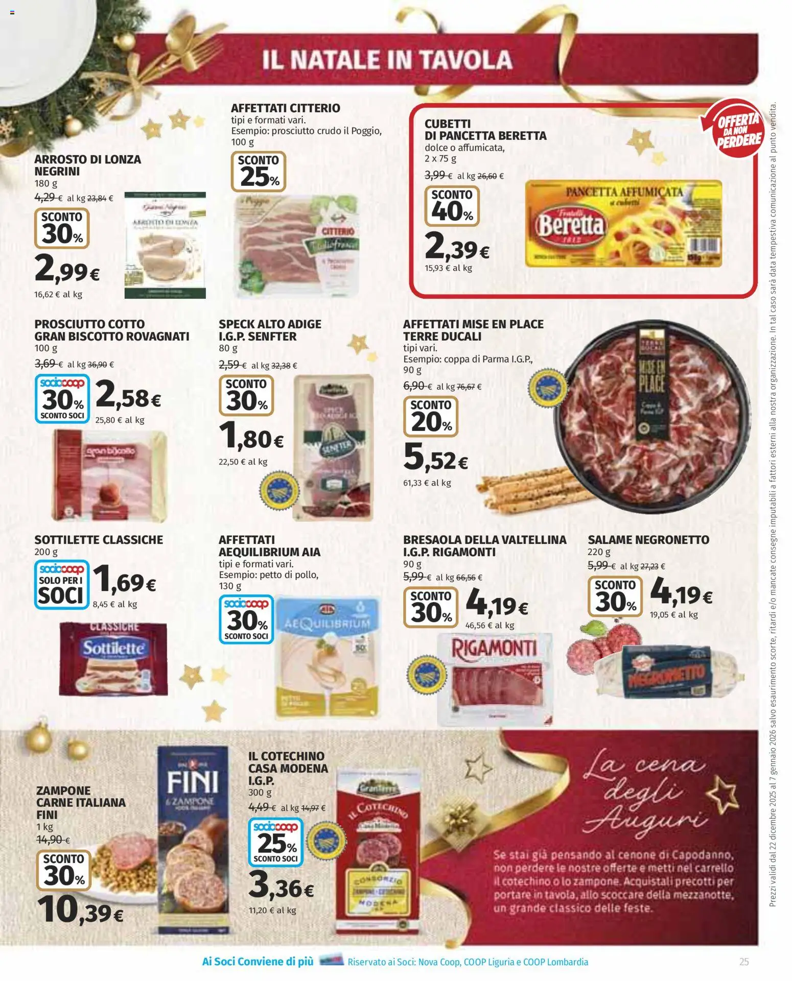 Volantino Ipercoop del 22.12.2025 | Pagina: 25 | Prodotti: Salame, Bresaola, Carrello, Cotechino