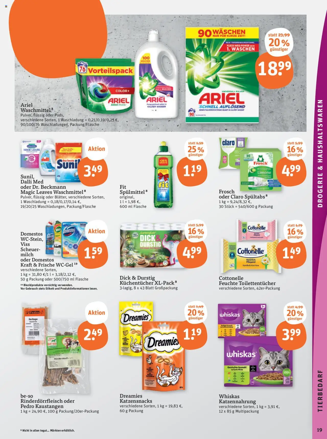 Tegut - Rheinland-Pfalz, Niedersachsen, Heidelberg - gültig ab dem 07.08.2025 | Seite: 21 | Produkte: Milch, Ariel, Wasser, Whiskas