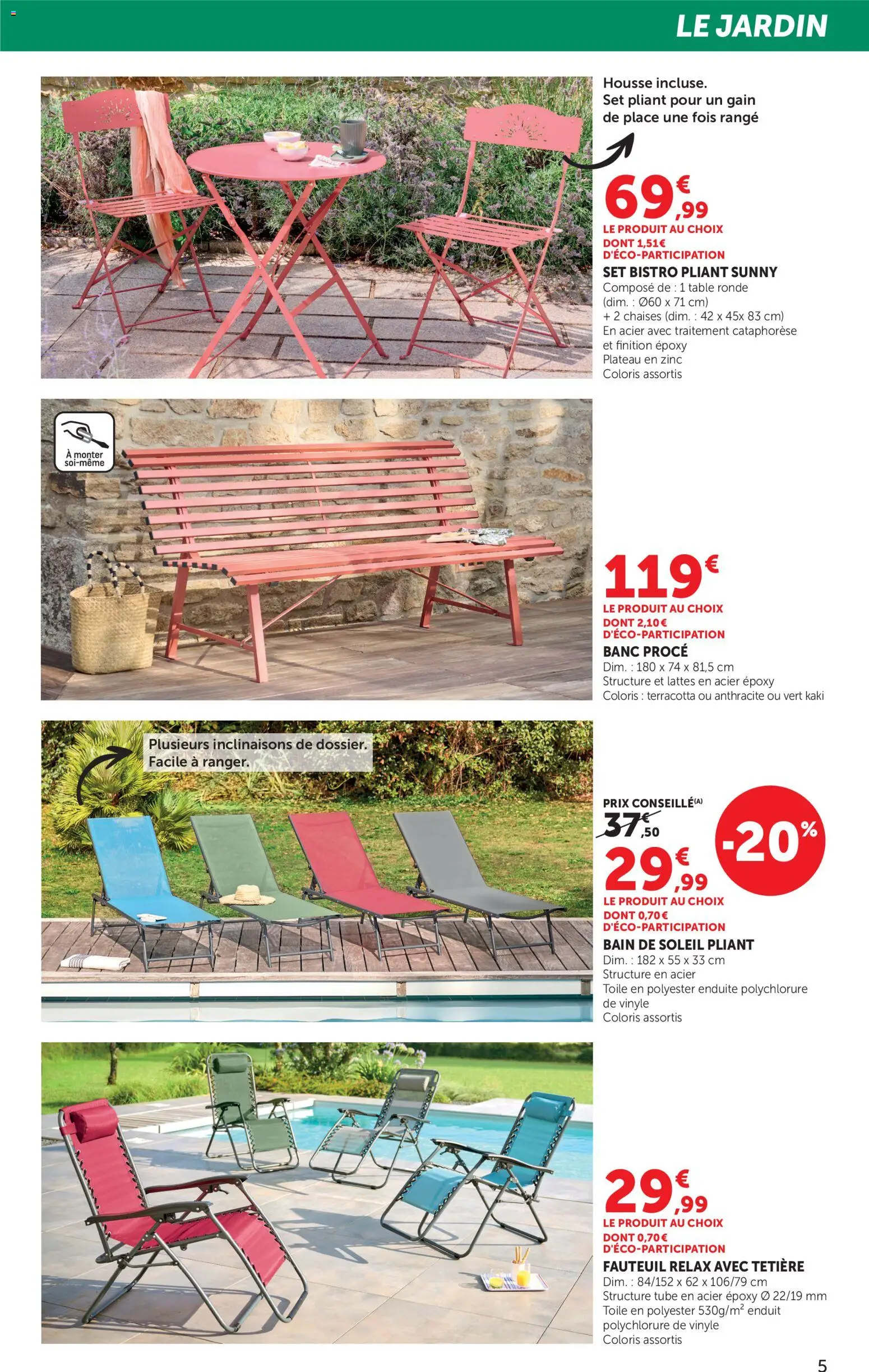 {H1} | Page: 5 | Produits: Plateau, Bain de soleil, Fauteuil, Table