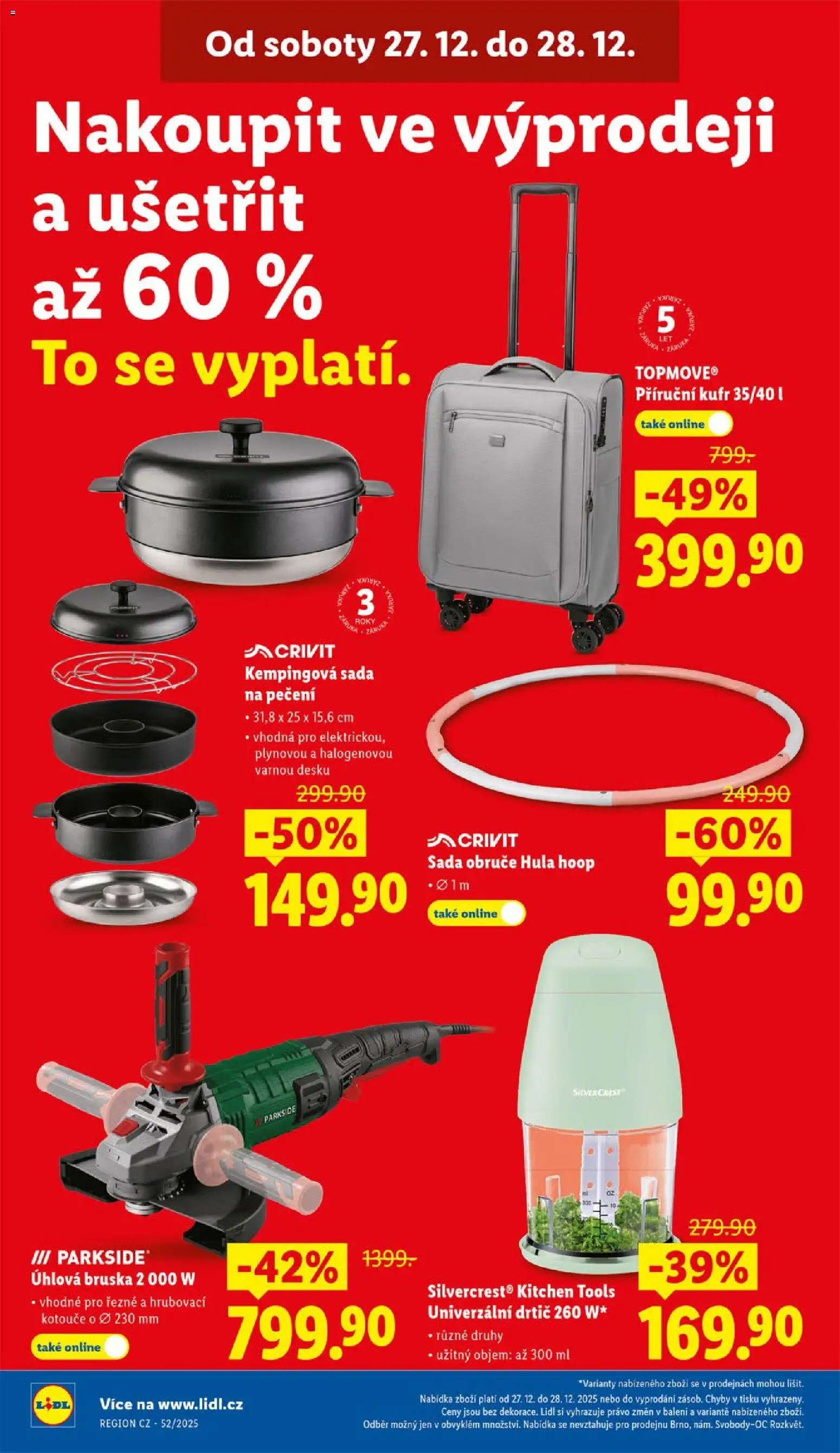 Lidl leták od 27.12.2025 | Strana: 2 | Produkty: Kufr, Bruska, Drtič, Úhlová bruska
