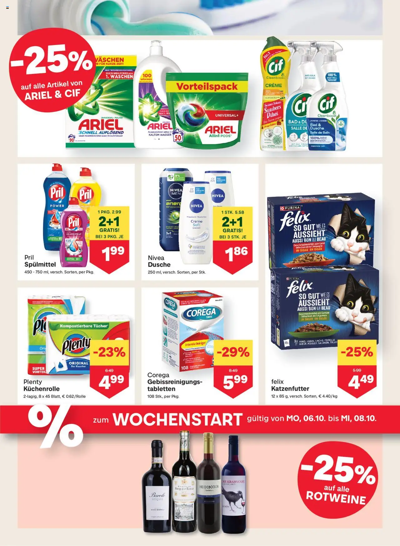 MPREIS Flugblatt gültig ab 02.10.2025 | Seite: 15 | Produkte: Wasser, Gemüse, Dusche, Creme