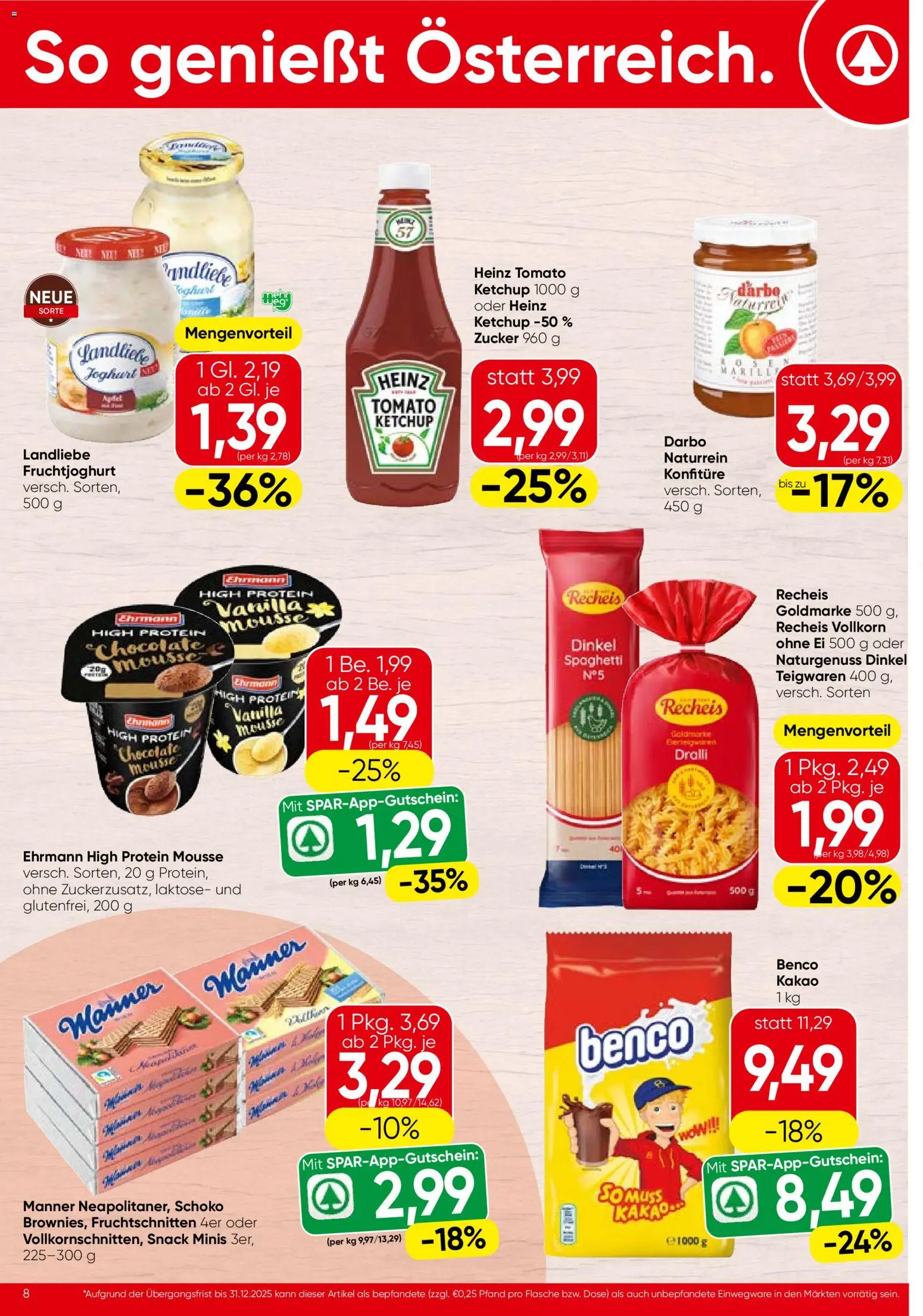 Spar Flublatt - Vorarlberg gültig ab 11.12.2025 | Seite: 8 | Produkte: Ketchup, Zucker, Joghurt, Hajdina liszt