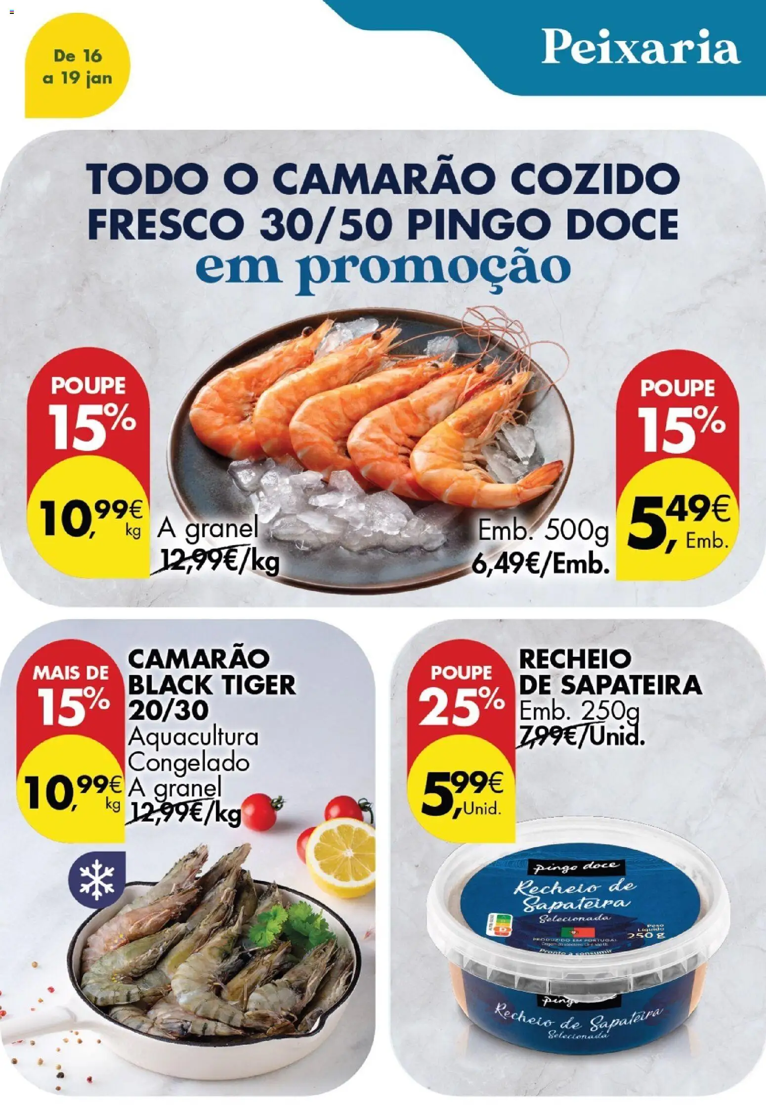 Pingo Doce Poupe este Fim de Semana │ válido de 16.01.2026 | Página: 3 | Produtos: Camarão, Sapateira