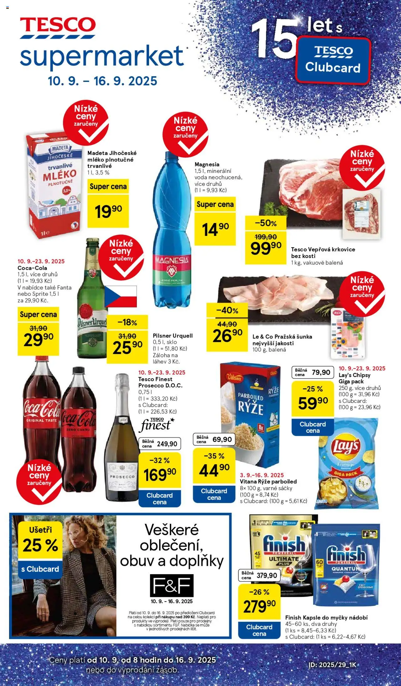 Tesco leták - Supermarket od 10.09.2025 | Strana: 1 | Produkty: Nádobí, Chipsy, Krkovice, Minerální voda