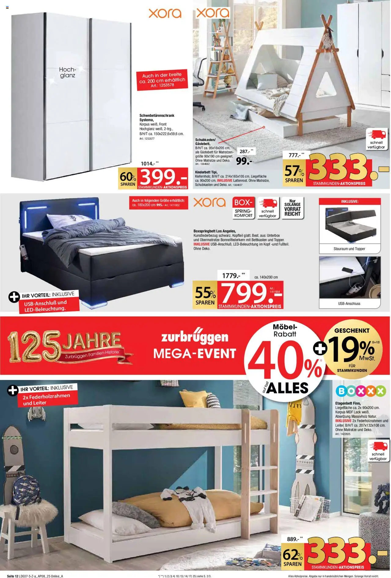 Zurbrüggen Mega- Event - gültig ab dem 21.07.2025 | Seite: 14 | Produkte: Matratze, Schwebetürenschrank, Boxspringbett, Topper