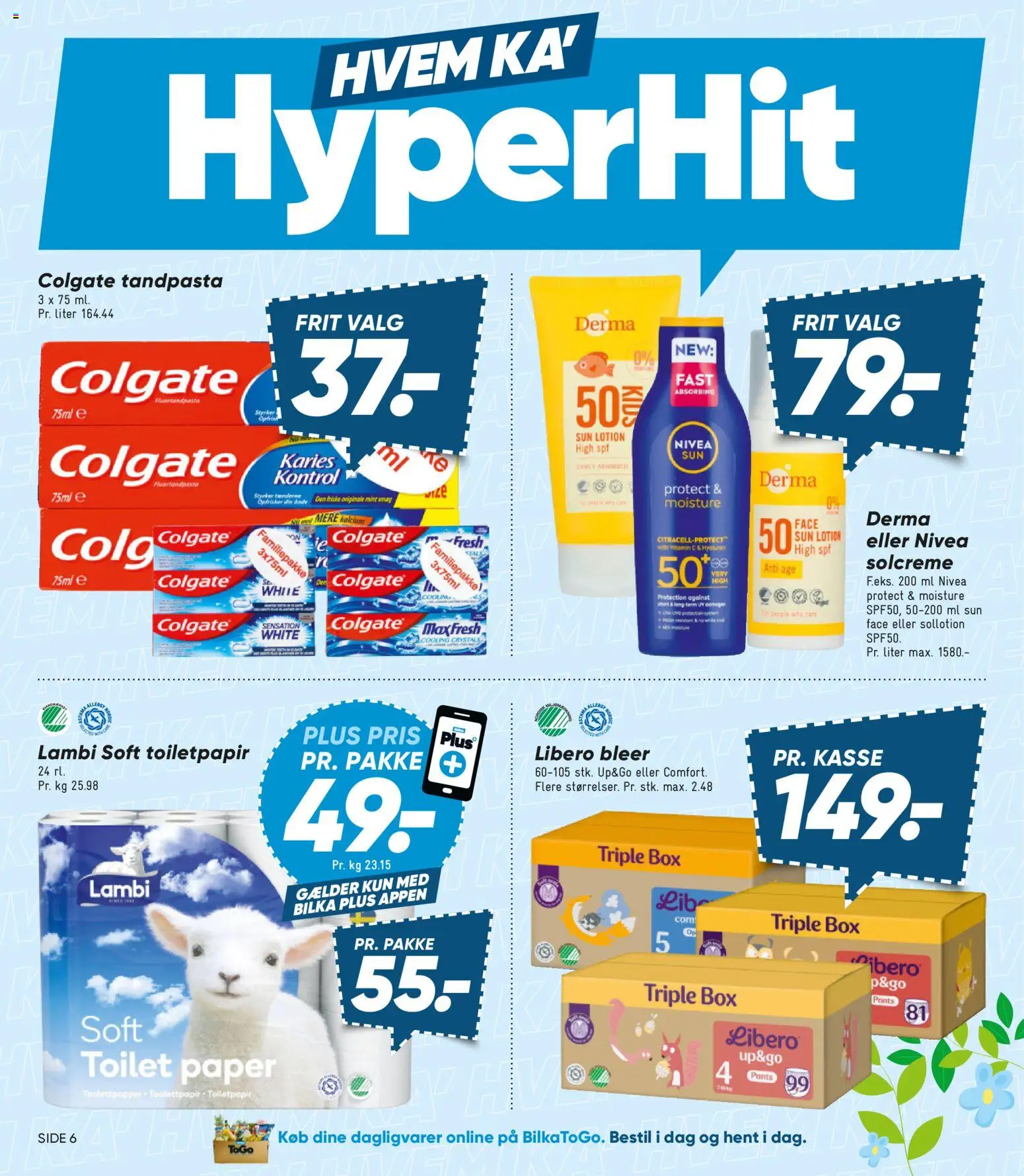 Bilka tilbudsavis – gyldig fra 10.04.2026 | Side: 6 | Produkter: Solcreme, Tandpasta, Toilet