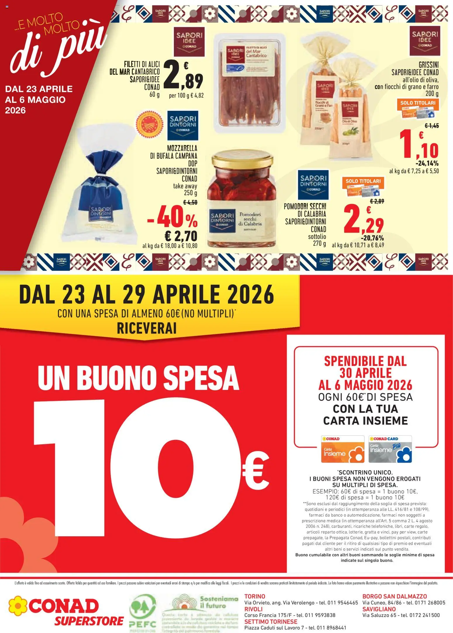 Volantino Conad del 23.04.2026 | Pagina: 4 | Prodotti: Grissini, Pomodori secchi, Alici, Farro