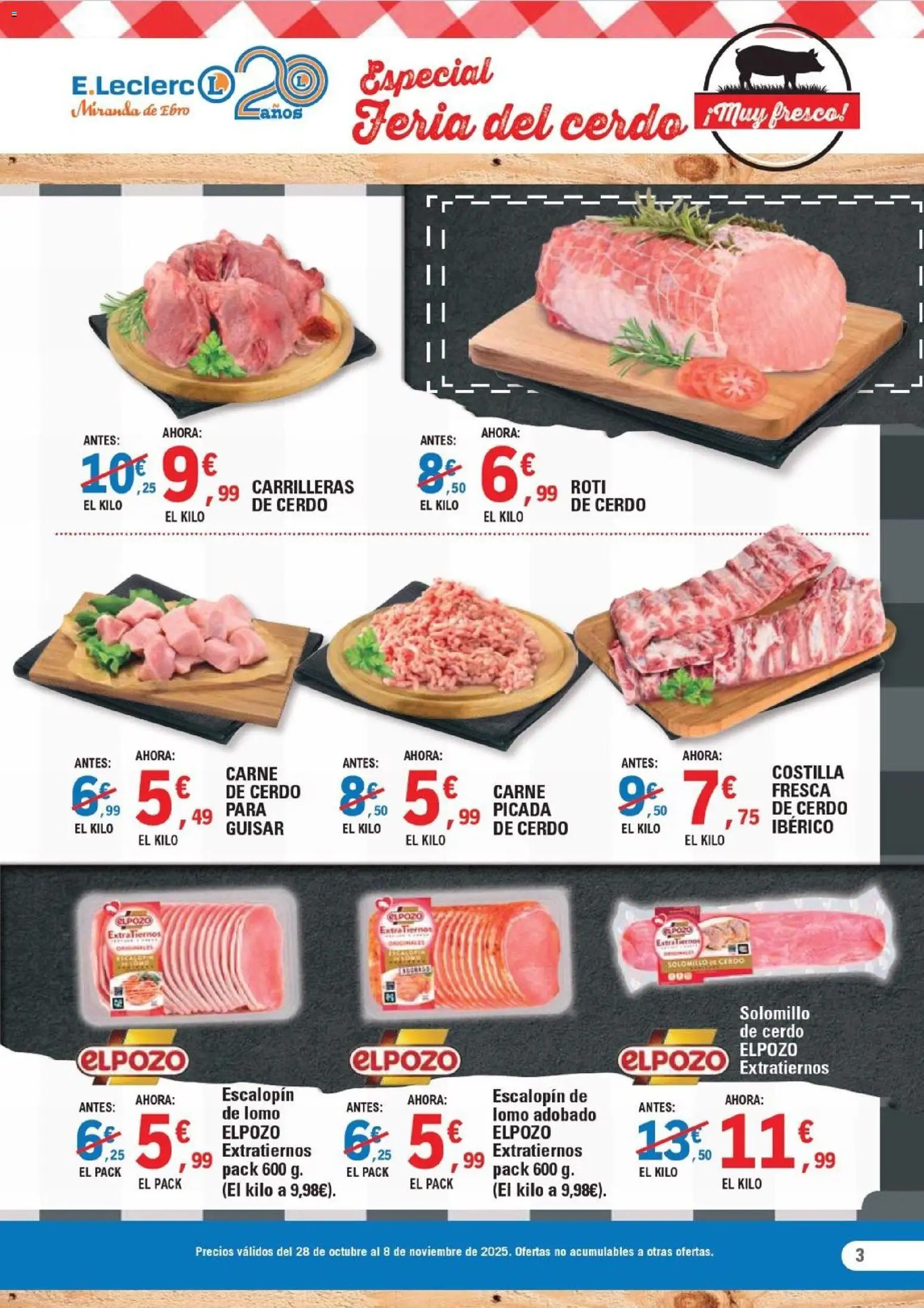 E.Leclerc folleto │ válido desde el 28.10.2025 | Página: 3 | Productos: Solomillo de cerdo, Cerdo