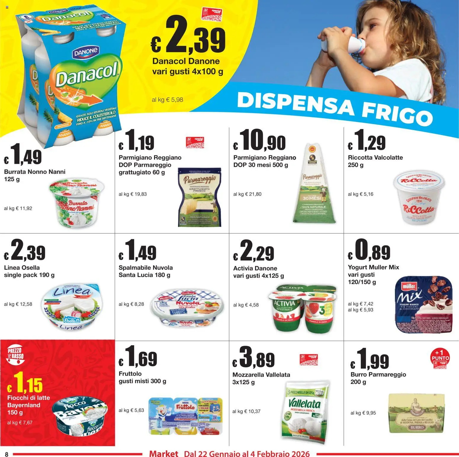 Volantino Sì con Te del 22.01.2026 | Pagina: 8 | Prodotti: Yogurt, Latte, Burro, Parmigiano