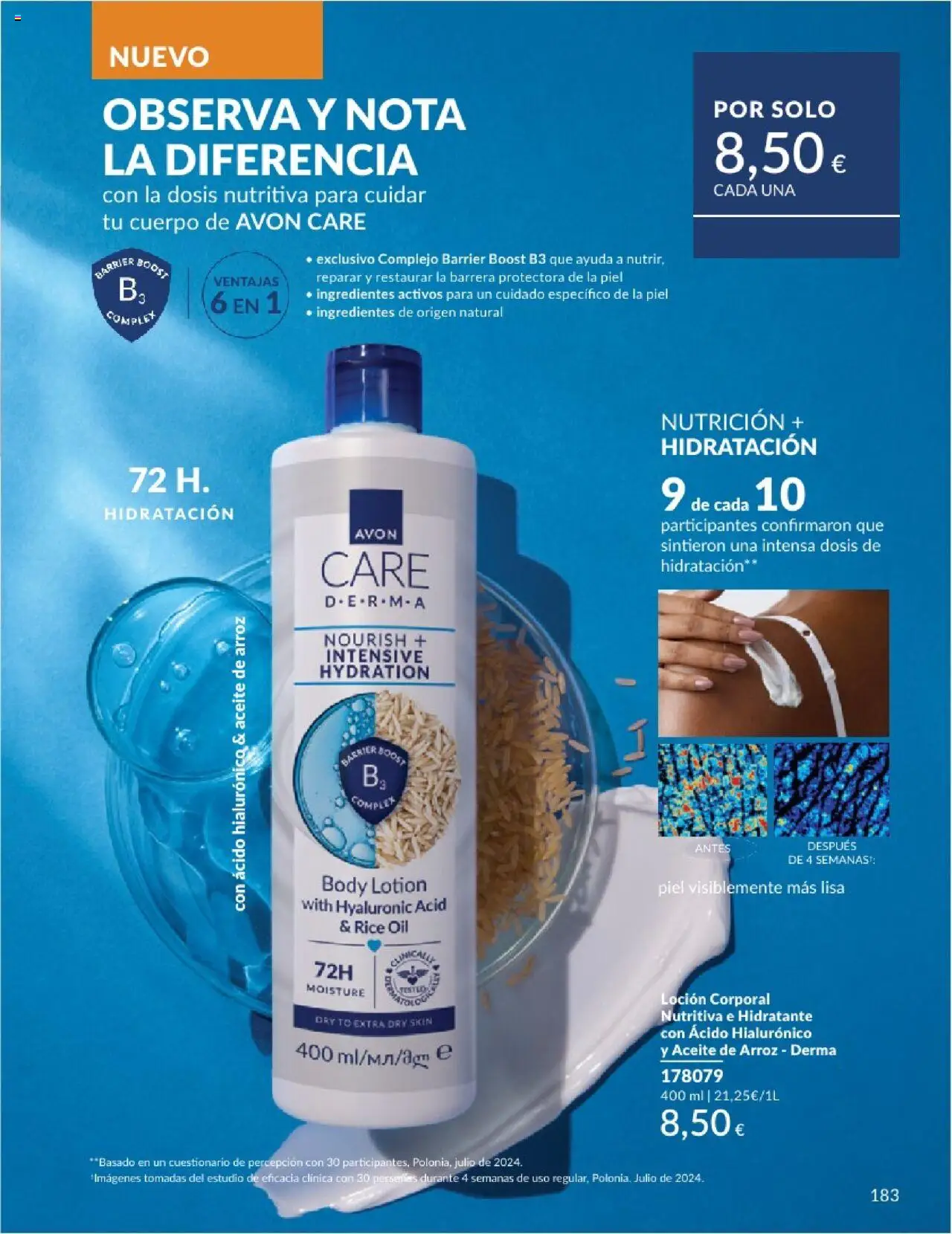 Catálogo AVON campaña 6 │ válido desde el 01.06.2025 | Página: 183 | Productos: Loción corporal, Aceite, Arroz, Μπλοκ τουαλέτας