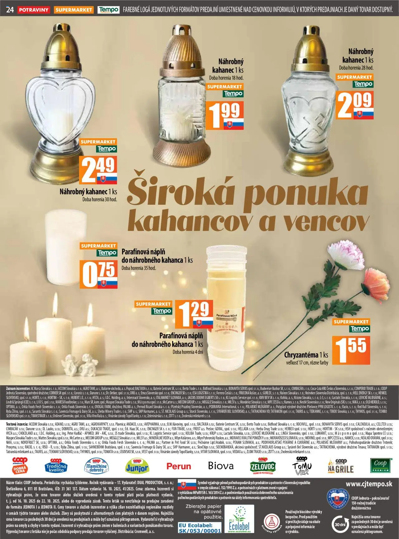 Nové COOP Jednota akcie – leták je platný od 16.10.2025 | Strana: 24 | Produkty: Lindt, Red Bull, Budvar, Ponožky