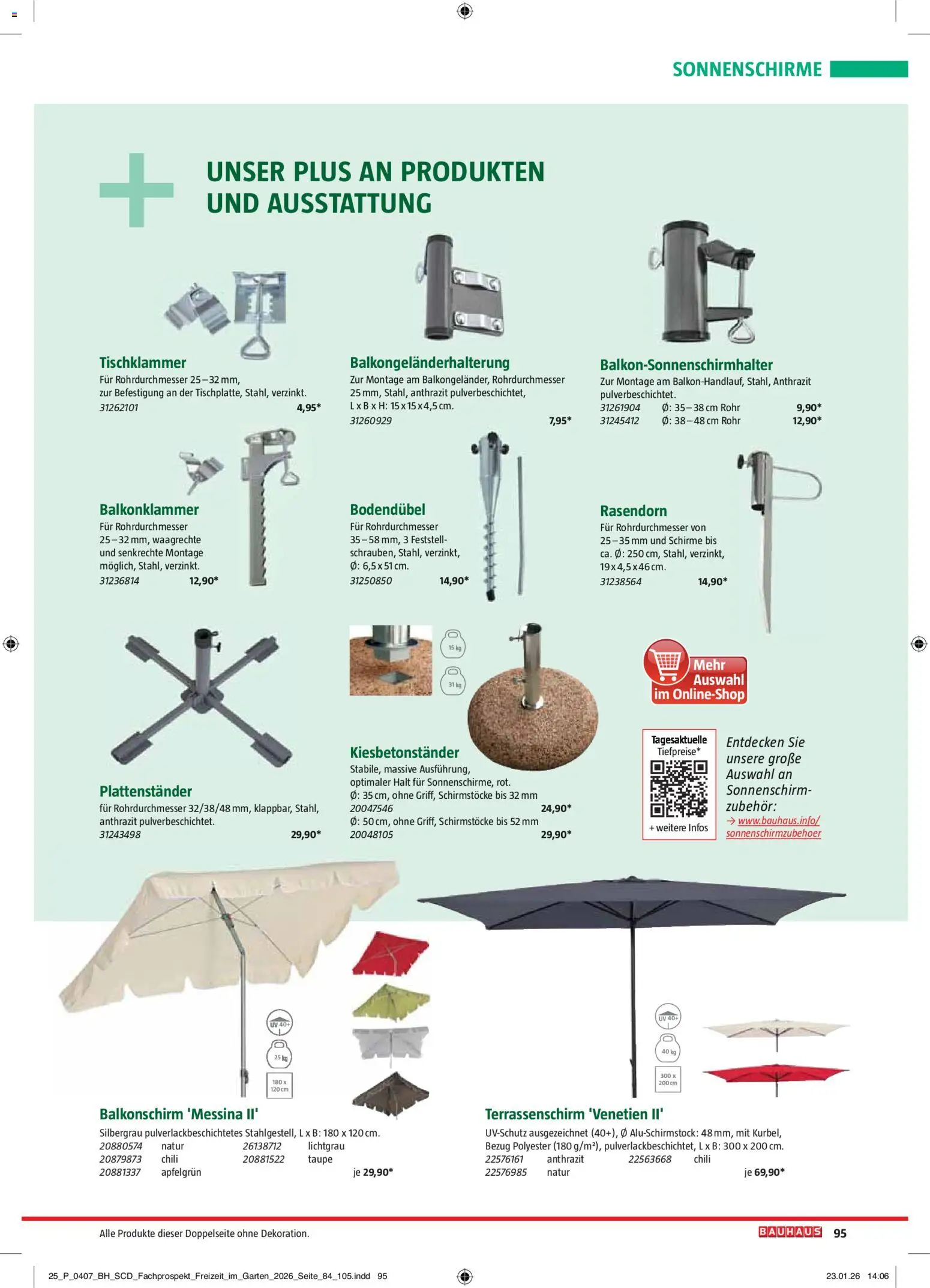 Bauhaus Freizeit im Garten – gültig ab 02.03.2026 | Seite: 95 | Produkte: Chili, Sonnenschirm