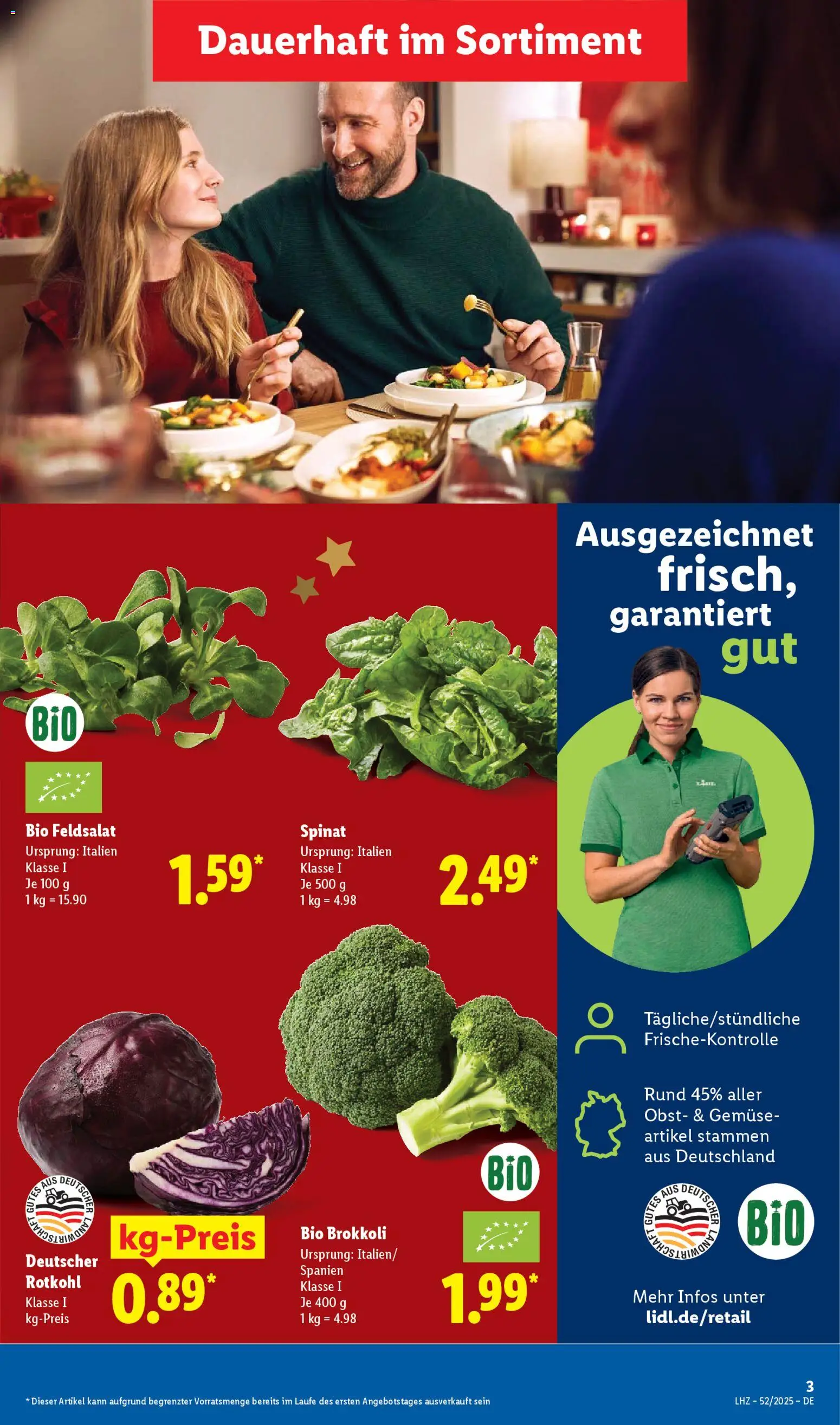 Lidl Prospekt Köln – gültig ab 22.12.2025 | Seite: 9 | Produkte: Rotkohl, Gemüse, Obst, Brokkoli