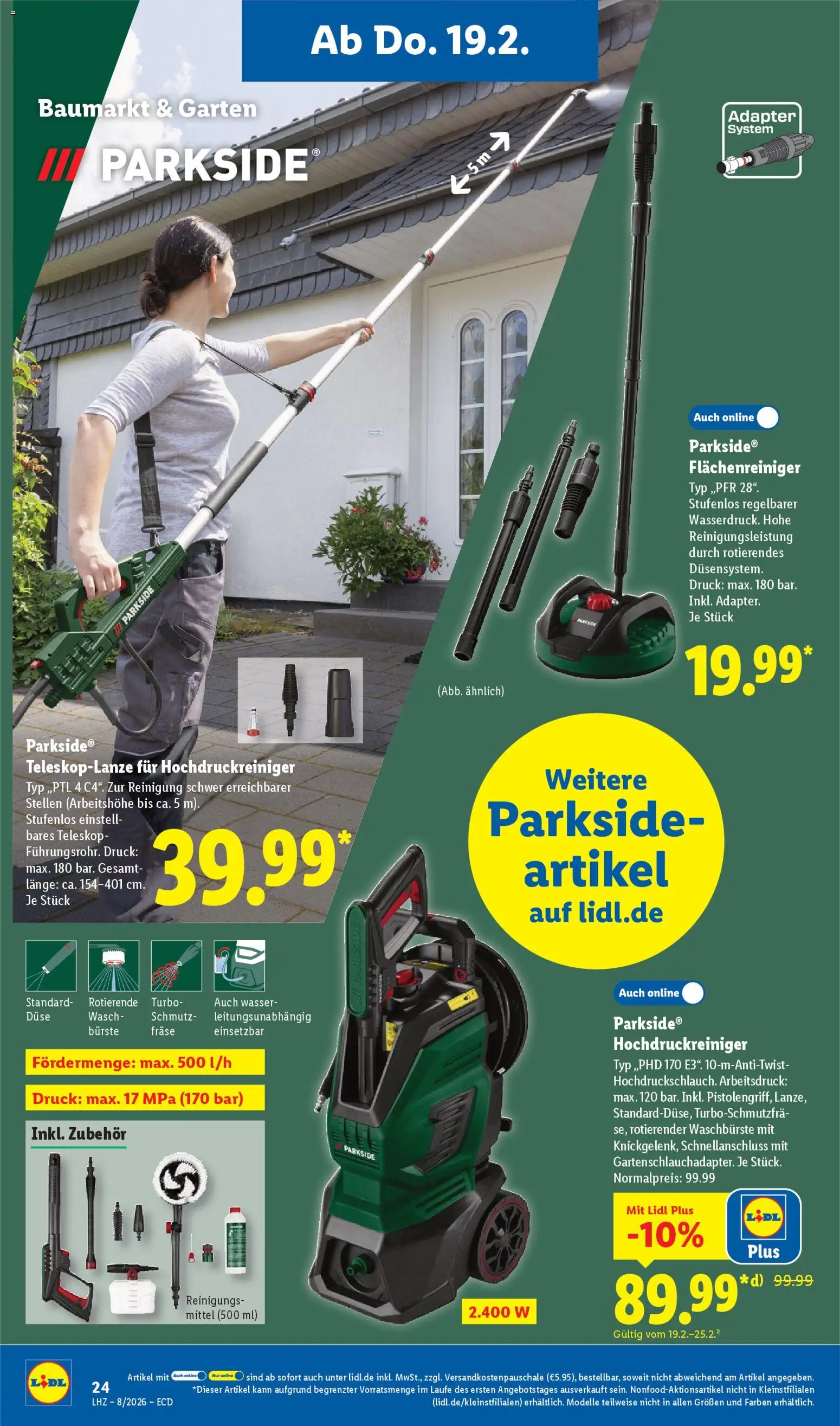 Lidl - Prospekt – gültig ab 16.02.2026 | Seite: 44 | Produkte: Adapter, Bürste, Wasser, Hochdruckreiniger