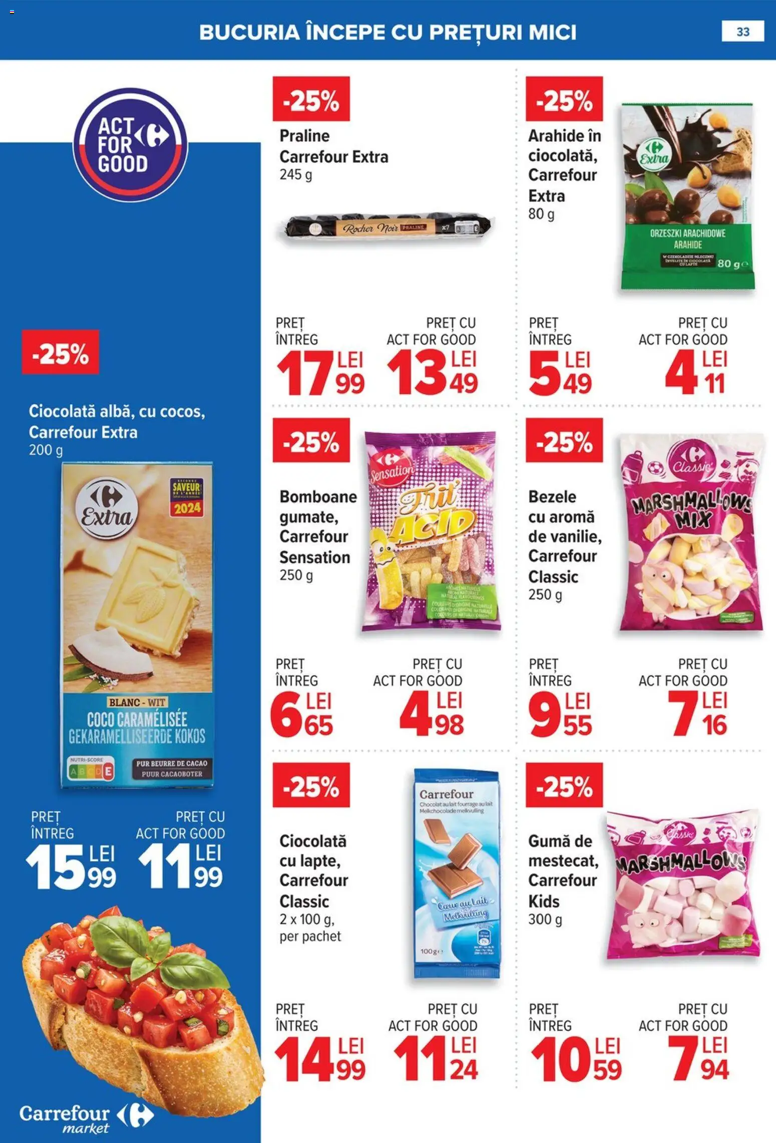 Noul catalog Carrefour – valabil de la 08.01.2026 | Pagină: 33 | Produse: Arahide, Ciocolată, Bomboane, Cacao