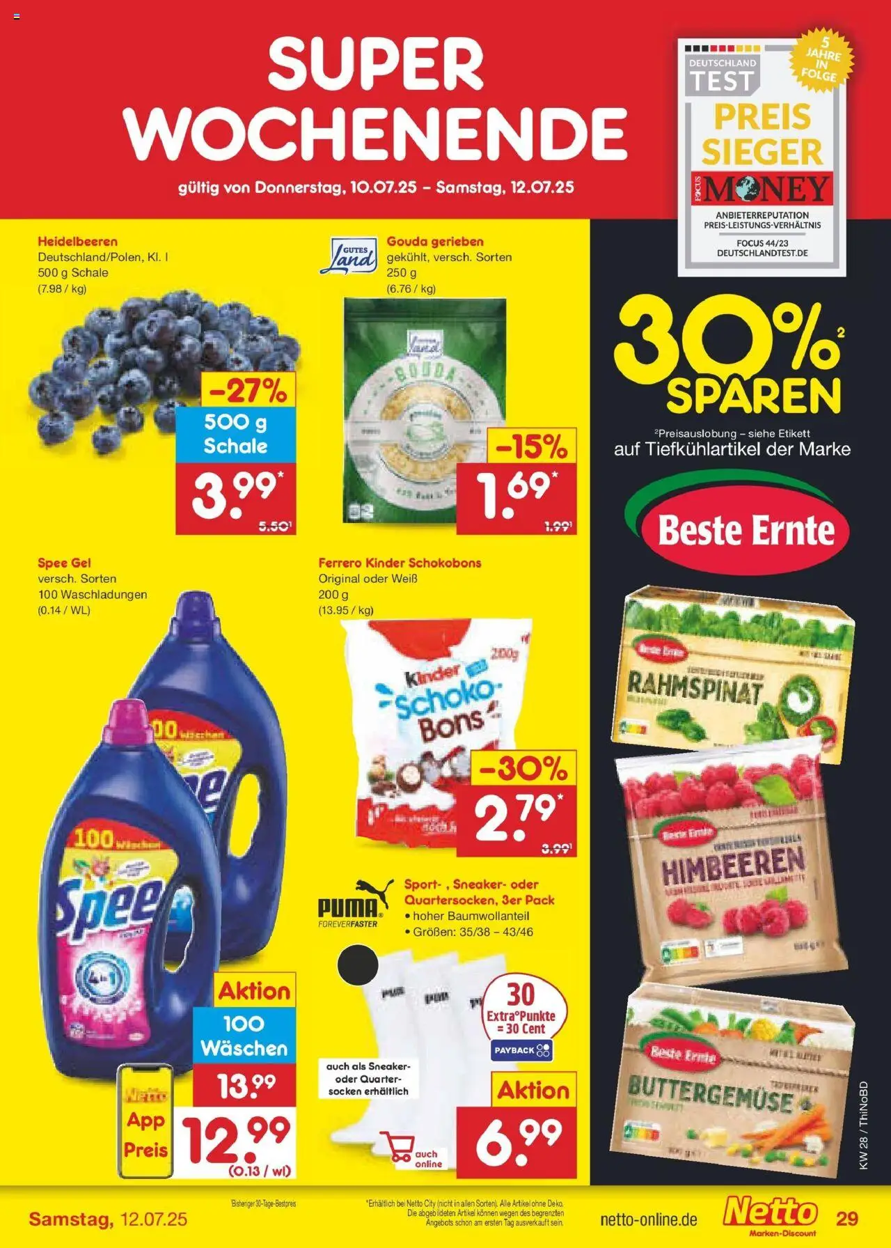 Netto Marken-Discount prospekt Herzberg	 - gültig ab dem 07.07.2025 | Seite: 45 | Produkte: Himbeeren, Gouda, Spee, Socken