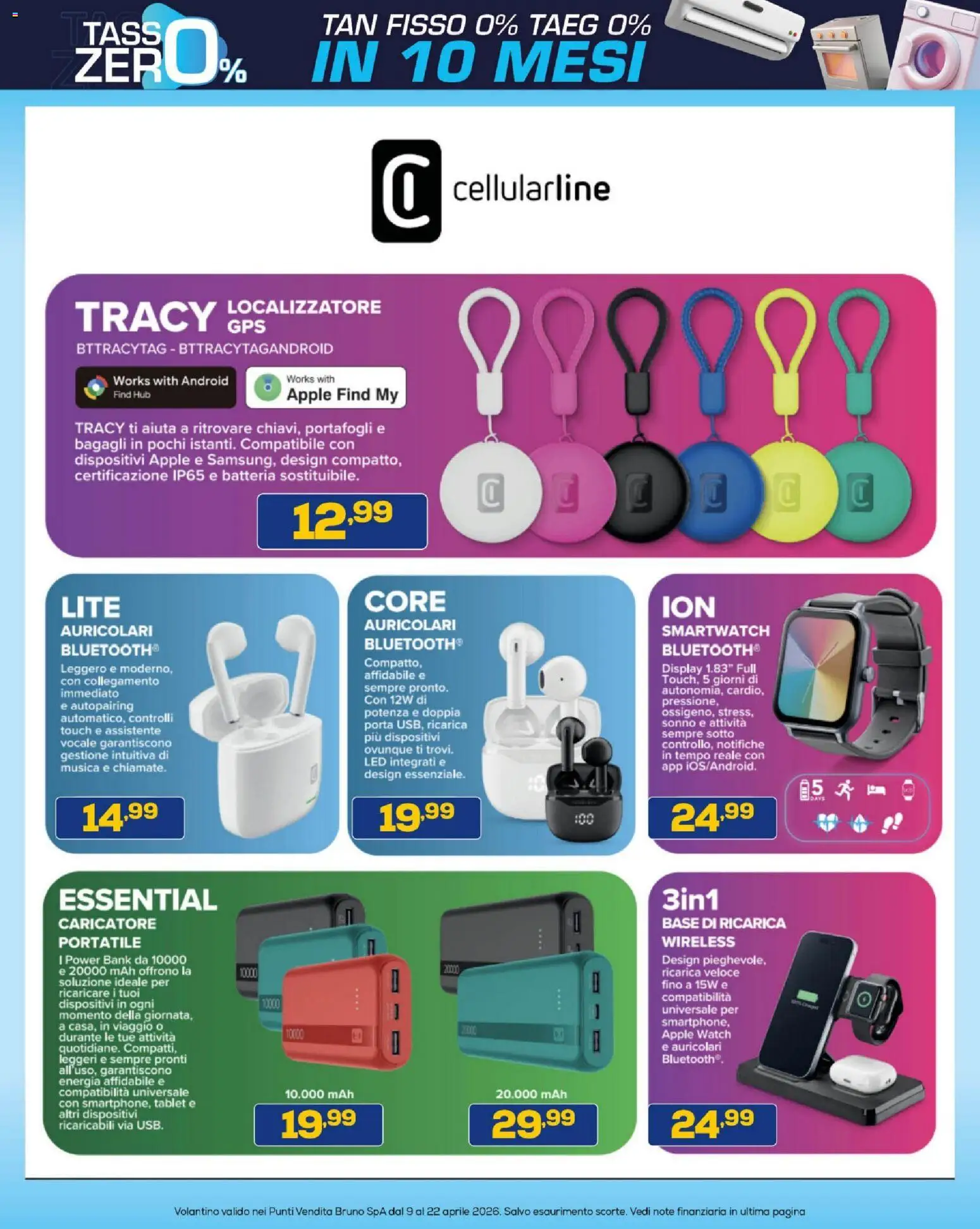 Volantino BRUNO del 09.04.2026 | Pagina: 12 | Prodotti: Power bank, Tablet, Smartwatch, Batteria