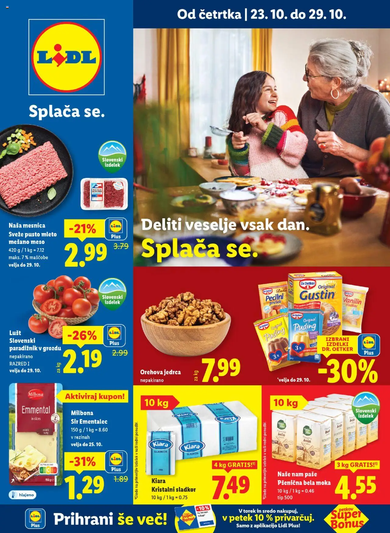 Novi Lidl katalog ponudbe – veljaven od 23.10.2025 | Stran: 1 | Izdelki: Prašek, Moka, Puding, Ementalec