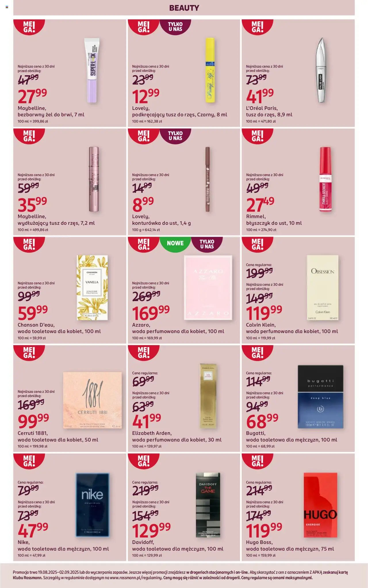 Rossmann Gazetka od 19.08.2025 | Strona: 10 | Produkty: Woda toaletowa, Błyszczyk, Konturówka, Woda