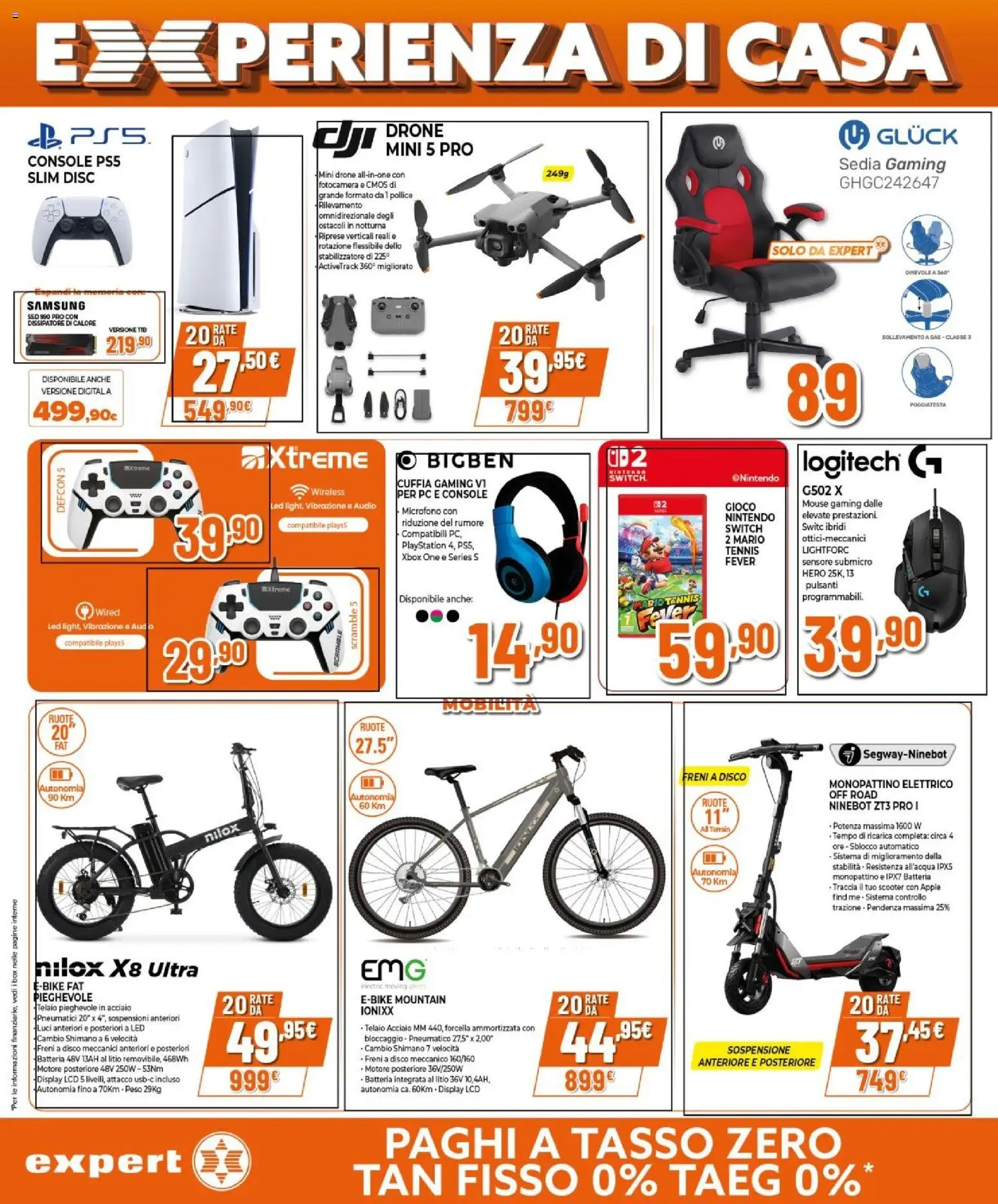 Volantino Expert del 09.04.2026 | Pagina: 10 | Prodotti: Monopattino, Drone, Mouse, Sedia