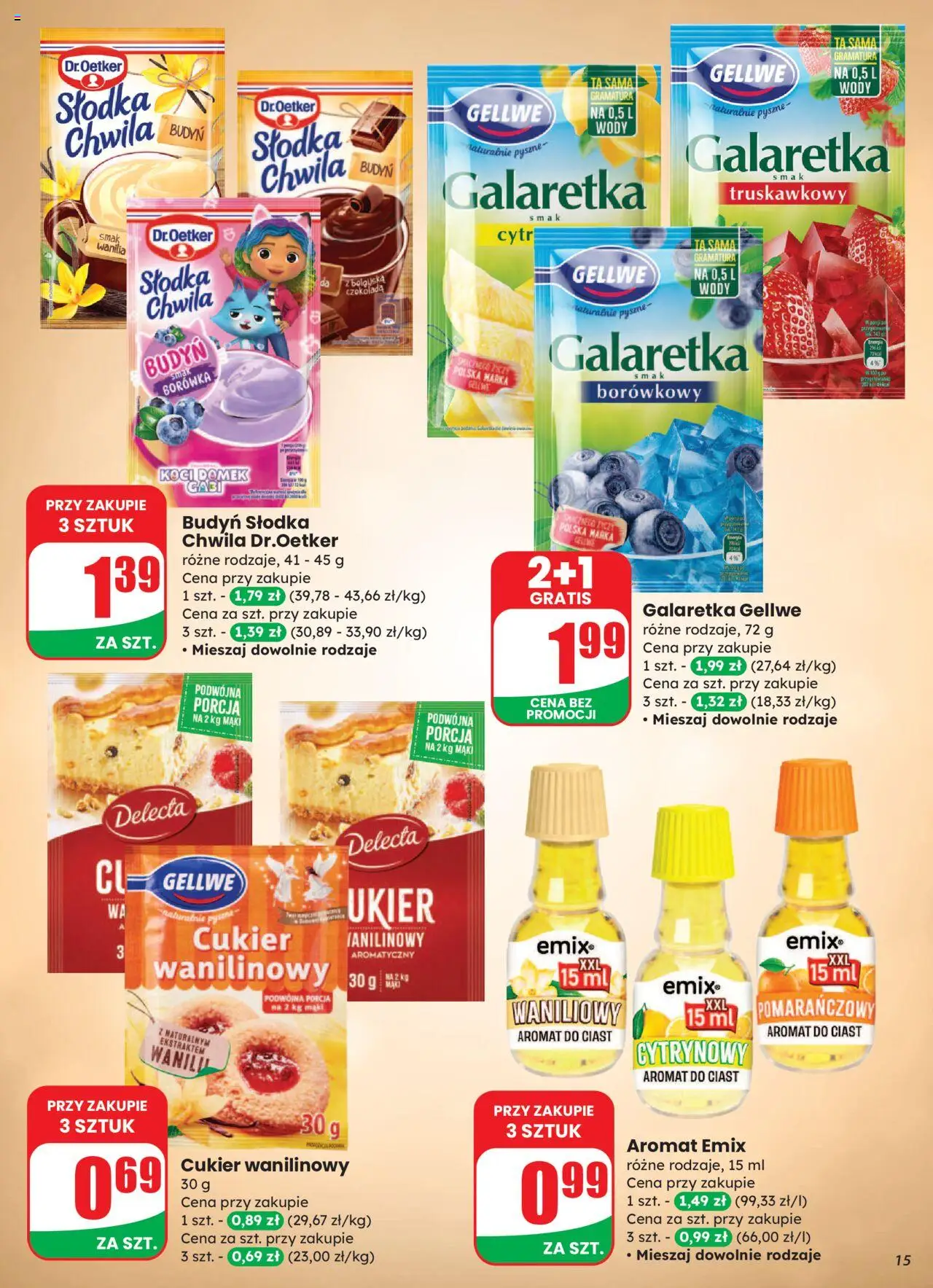 Dino Gazetka od 27.08.2025 | Strona: 15 | Produkty: Galaretka, Czekolada, Cukier wanilinowy, Cukier